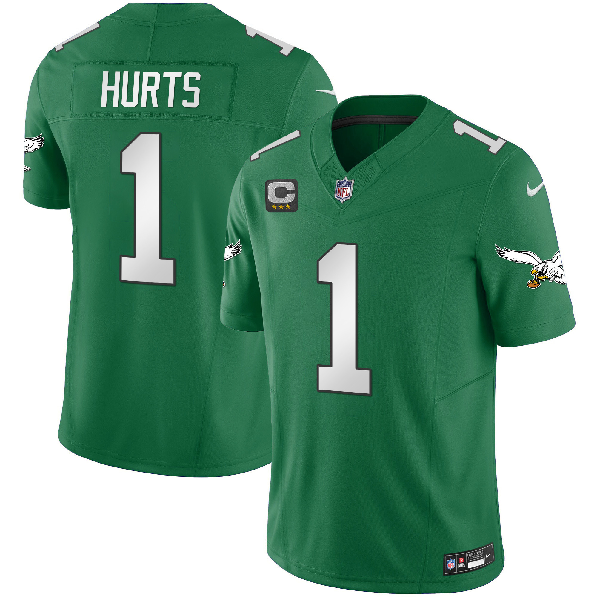 Jalen Hurts Men's Philadelphia Eagles Throwback Kelly Vapor Limited Kelly Green Jersey - All Stitched