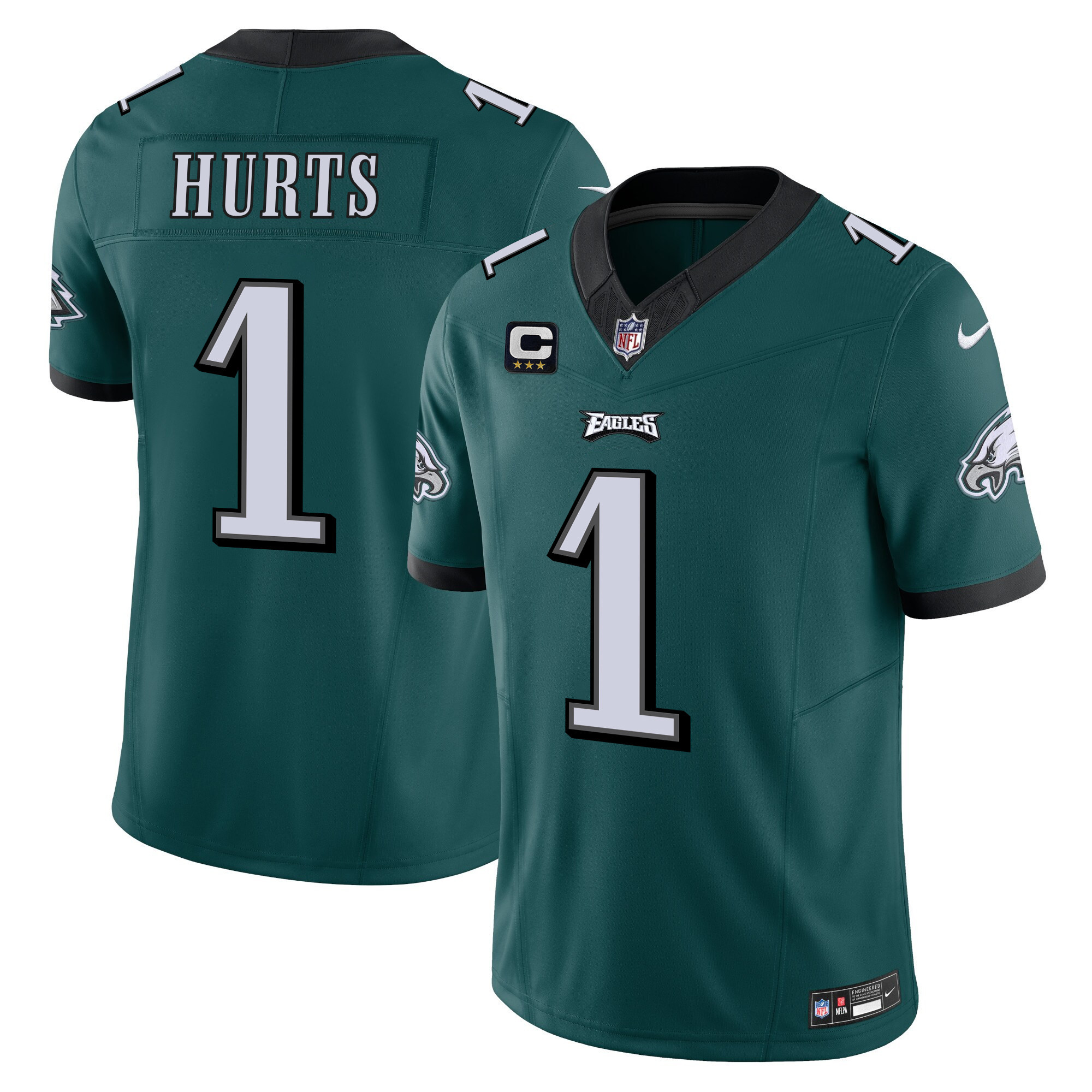 Jalen Hurts Men's Philadelphia Eagles Vapor Limited V2 Midnight Green Jersey - All Stitched