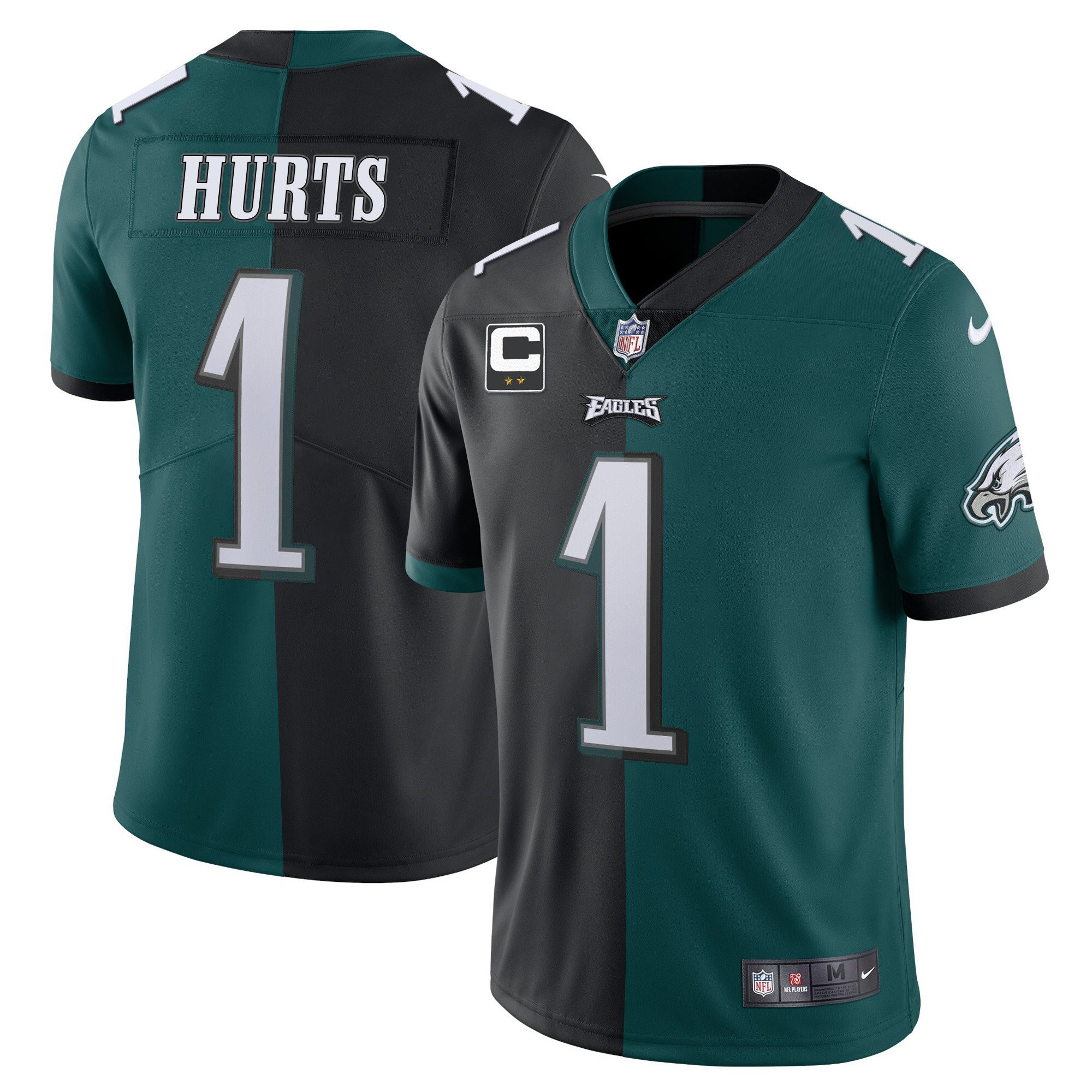 Jalen Hurts Philadelphia Eagles Split Black Green Vapor Limited Jersey - All Stitched