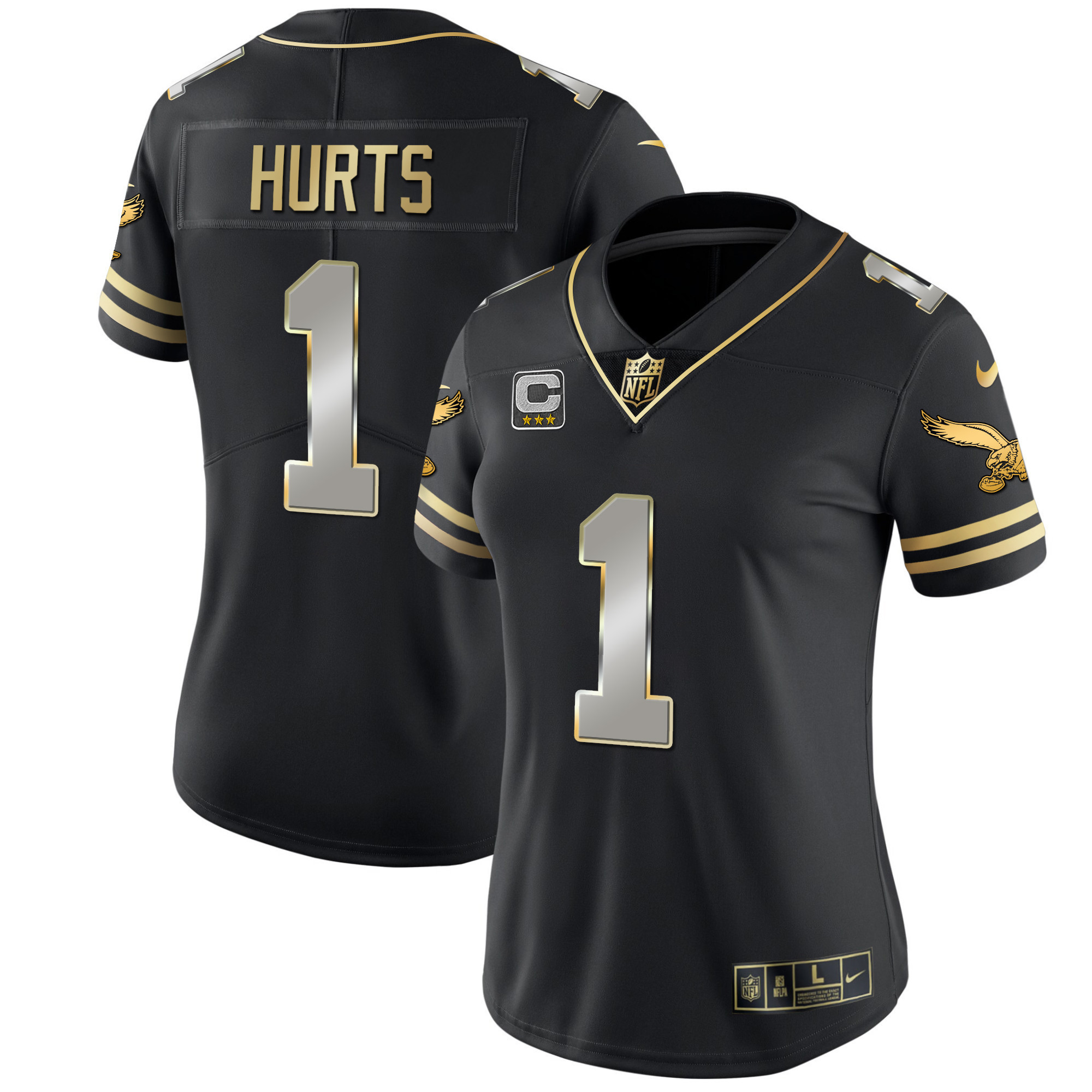 Jalen Hurts Women's Philadelphia Eagles Gold & Kelly Vapor V2 Black Limited Jersey - All Stitched