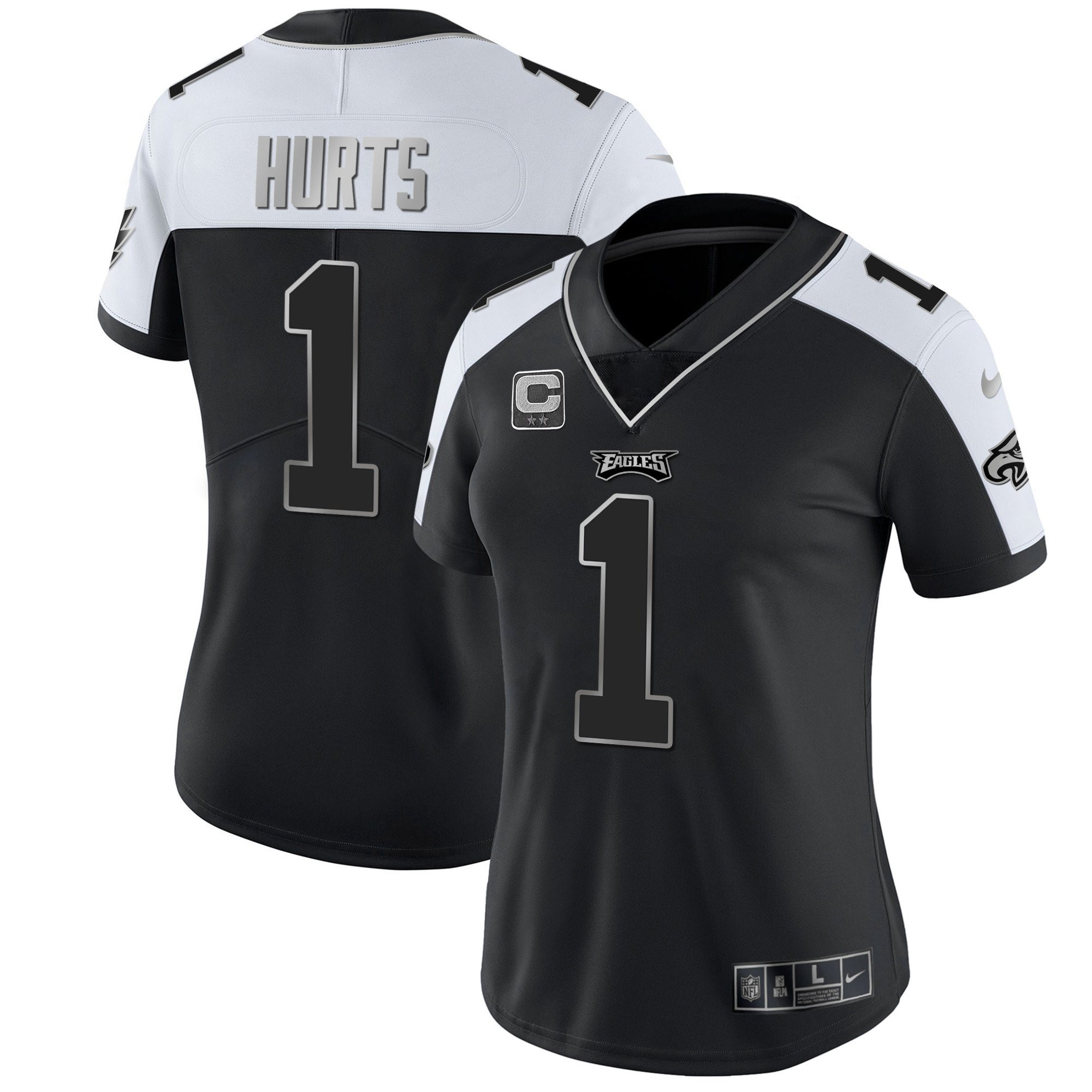 Jalen Hurts Women's Philadelphia Eagles Gold & Split Vapor Alternate Silver Jersey - All Stitched