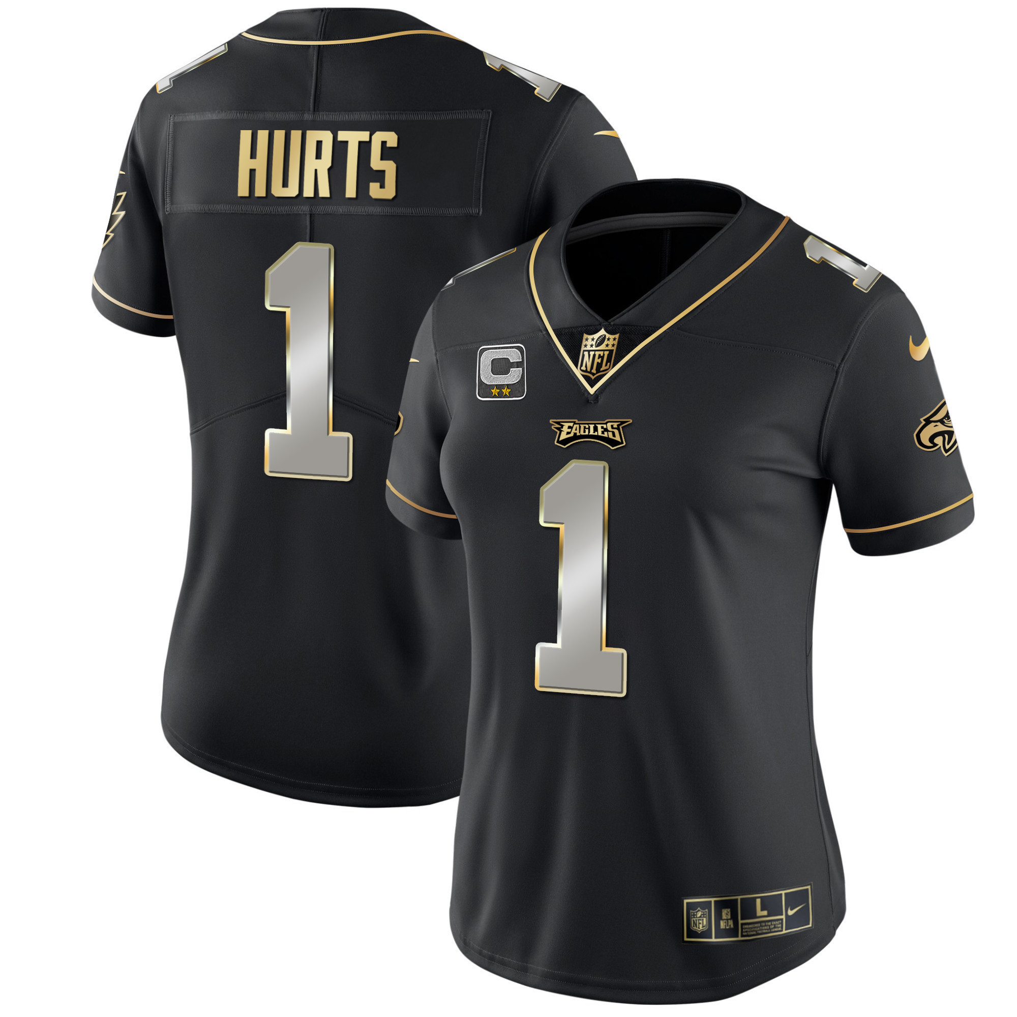 Jalen Hurts Women's Philadelphia Eagles Gold & Split Vapor Black Limited Jersey - All Stitched