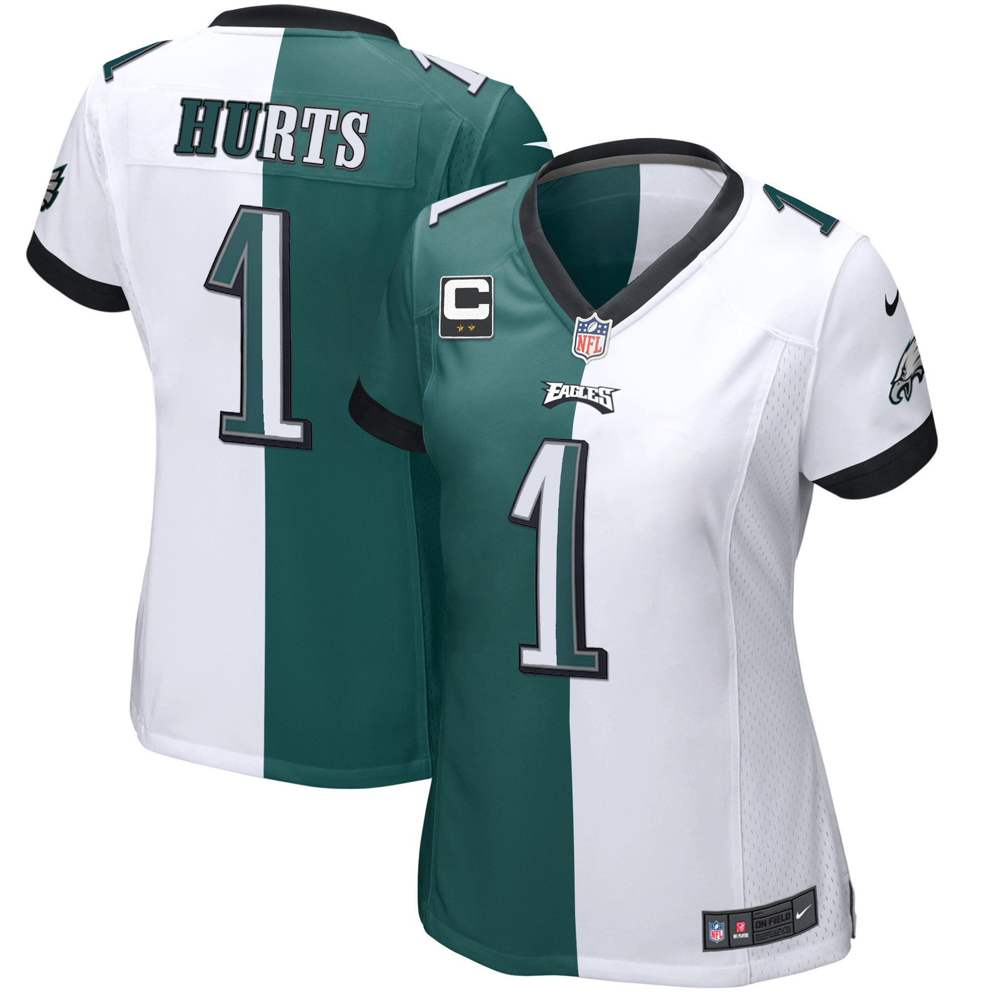 Jalen Hurts Women's Philadelphia Eagles Gold & Split Vapor Jersey - All Stitched