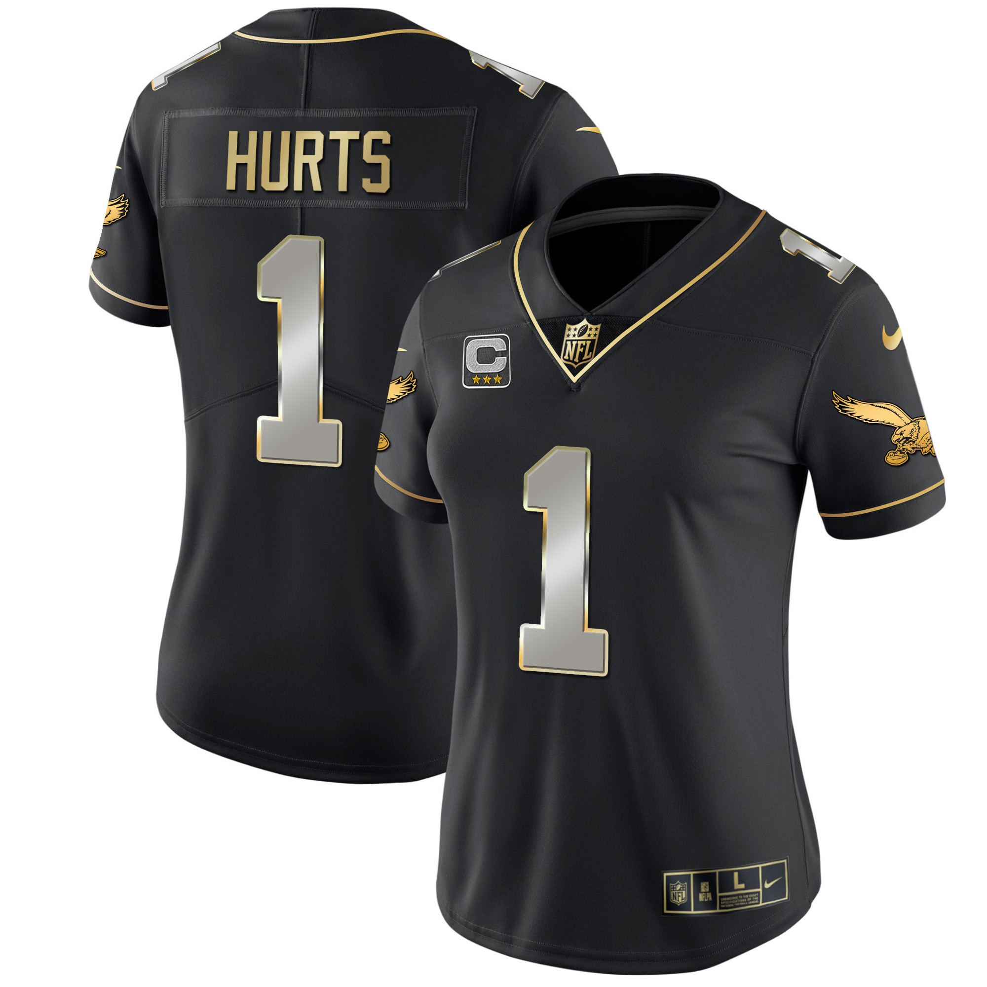 Jalen Hurts Women's Philadelphia Eagles Kelly Green Gold Black Limited Jersey - All Stitched