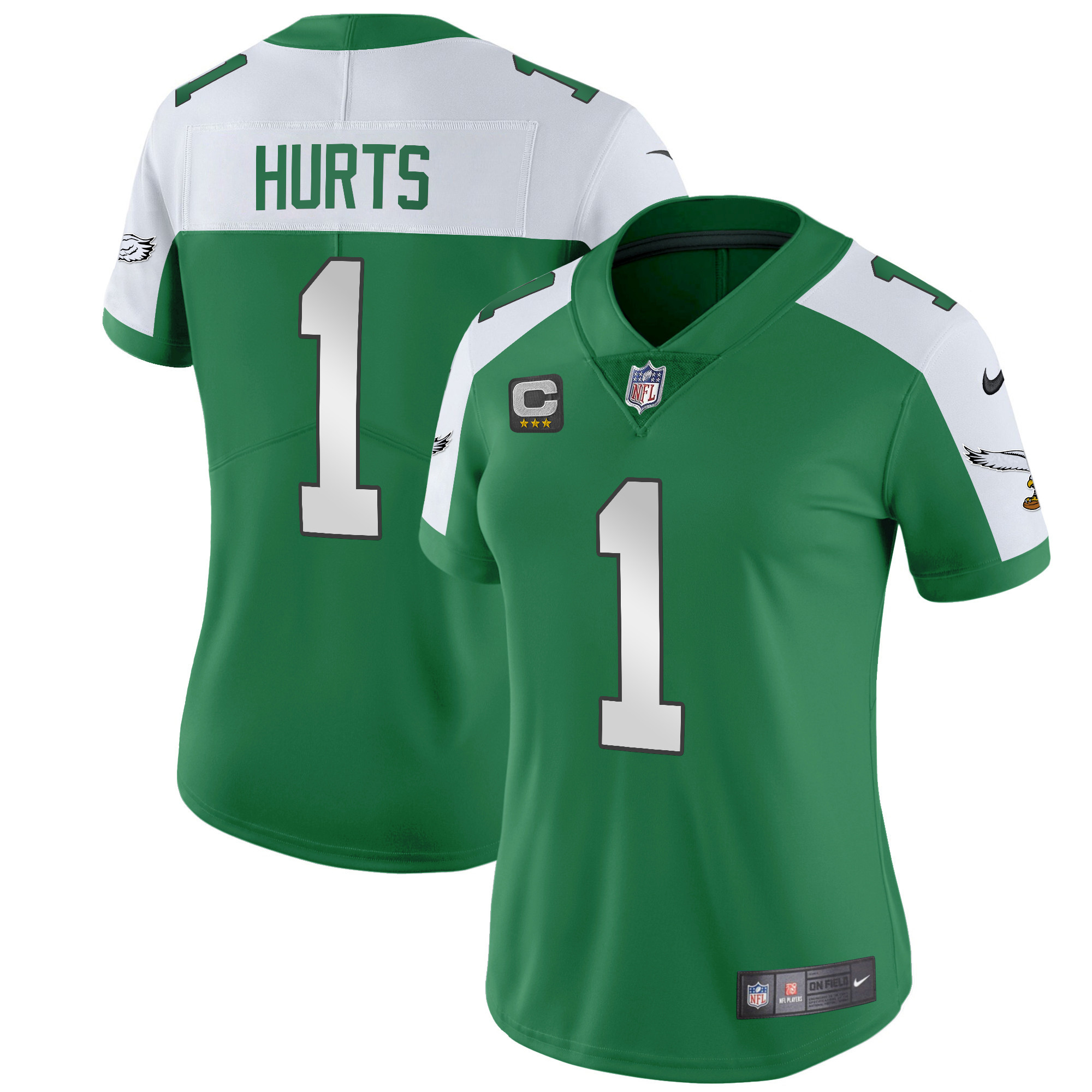 Jalen Hurts Women's Philadelphia Eagles Throwback Kelly Vapor Limited V2 Alternate Jersey - All Stitched