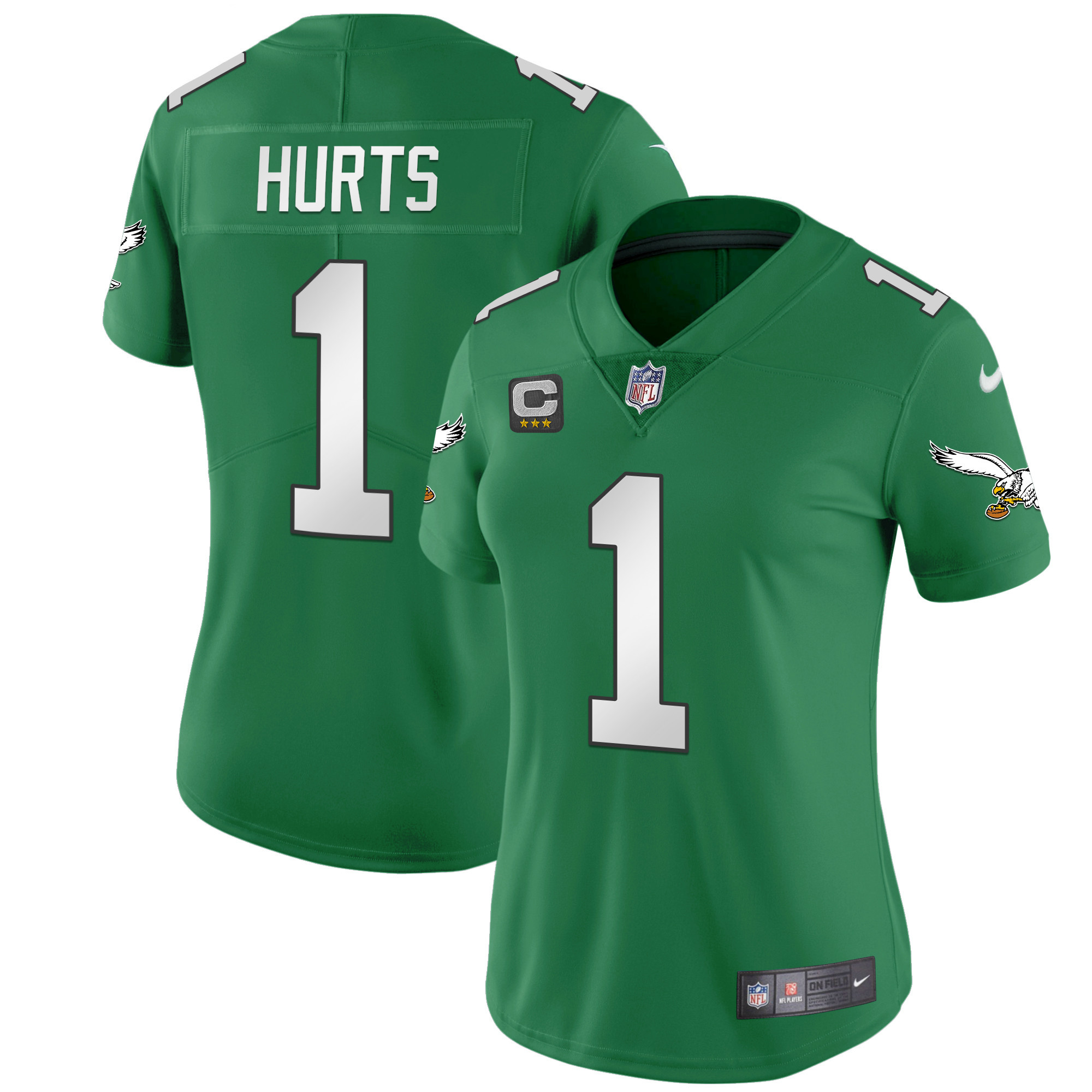 Jalen Hurts Women's Philadelphia Eagles Throwback Kelly Vapor Limited V2 Kelly Green Jersey - All Stitched
