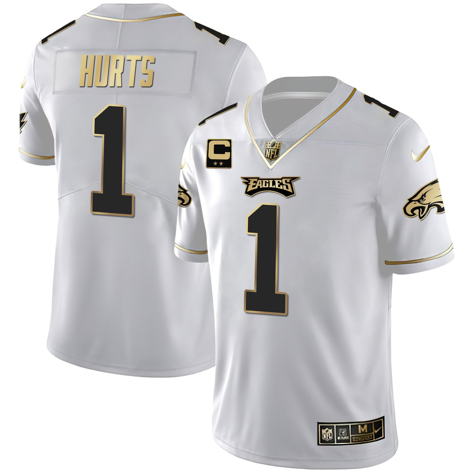 Jalen Hurts Youth's Philadelphia Eagles Gold & Split Vapor White Gold Jersey - All Stitched