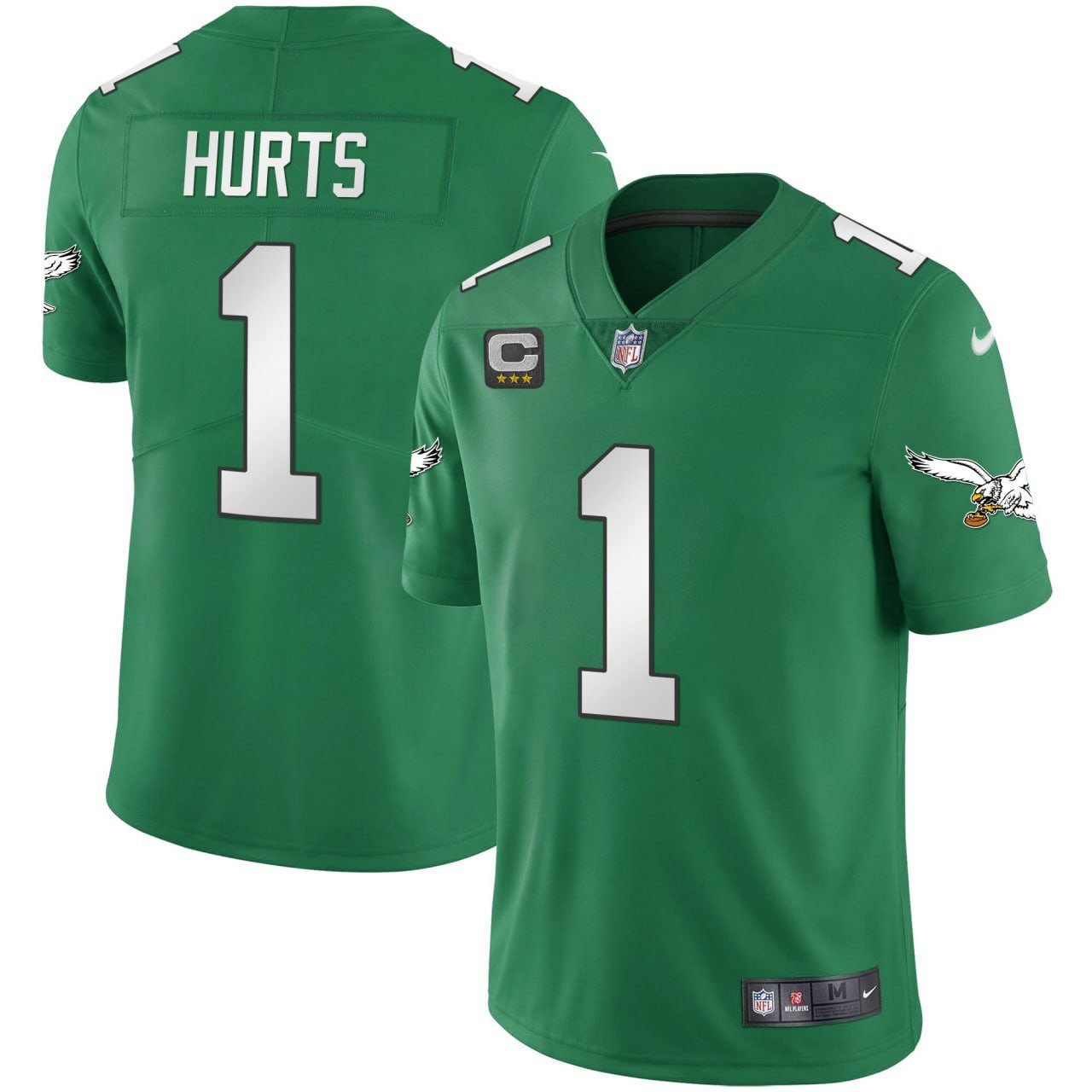 Jalen Hurts Youth's Philadelphia Eagles Kelly Green Gold Jersey - All Stitched