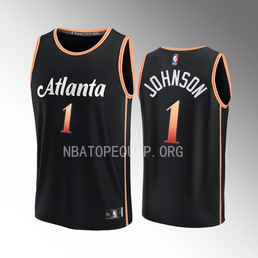 Jalen Johnson Hawks #1 Black Jersey Fast Break Fastbreak 2022-23 City Edition