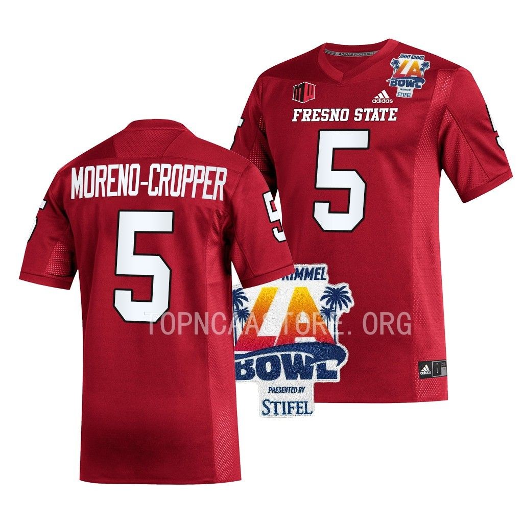 Jalen Moreno-Cropper Fresno State Bulldogs 2022 LA Bowl Champions #5 Jersey Men's Red Uniform