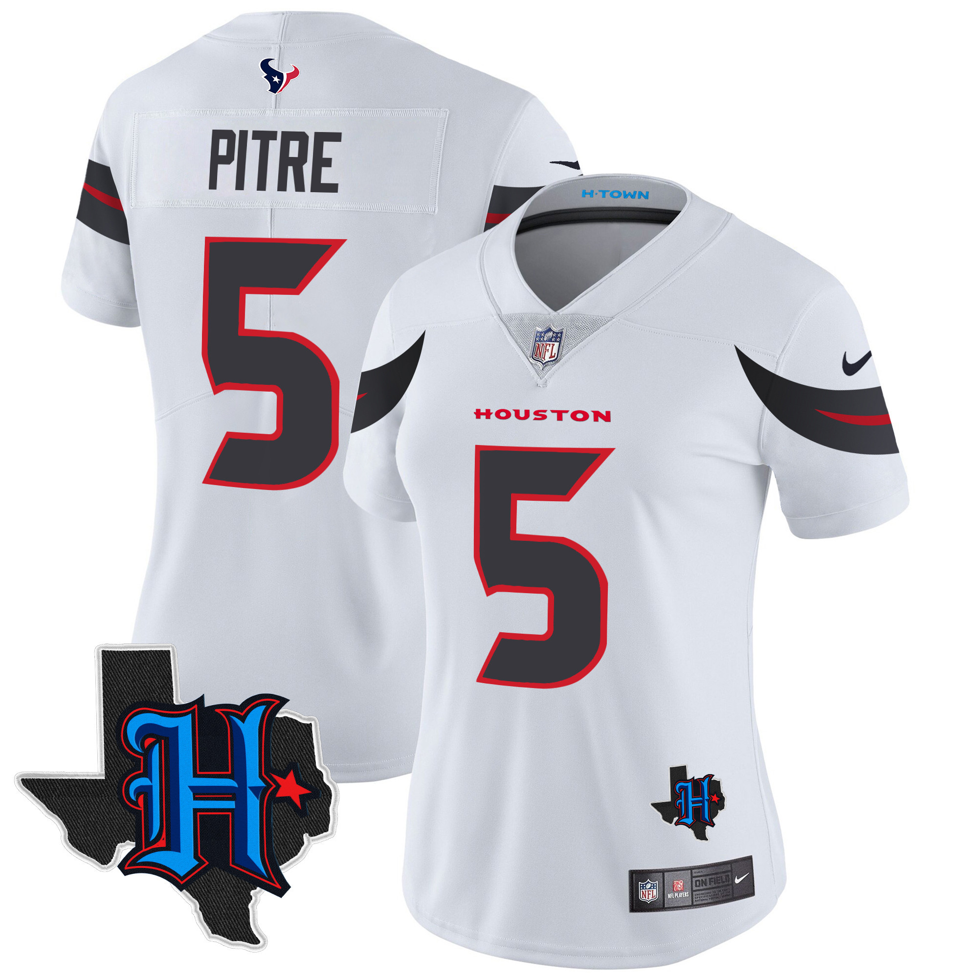 Jalen Pitre Women's Houston Texans 2024 Texas Patch Vapor Limited White Jersey - All Stitched 