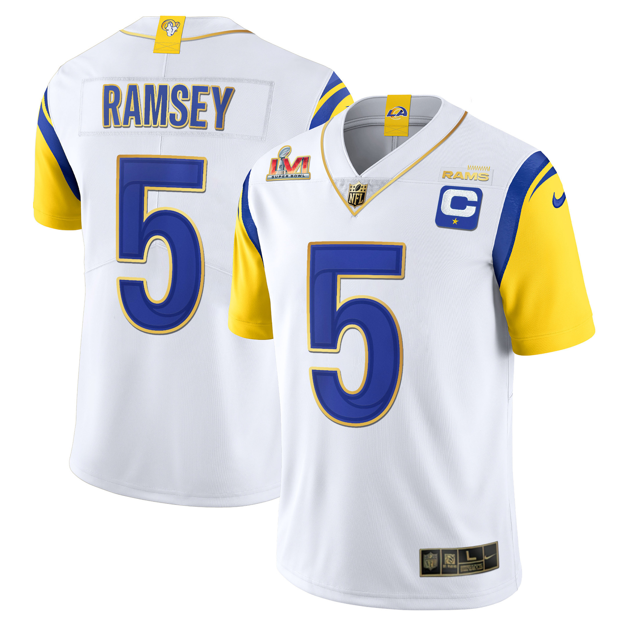 Jalen Ramsey Los Angeles Rams Super Bowl LVI Vapor Gold Trim Jersey - All Stitched 