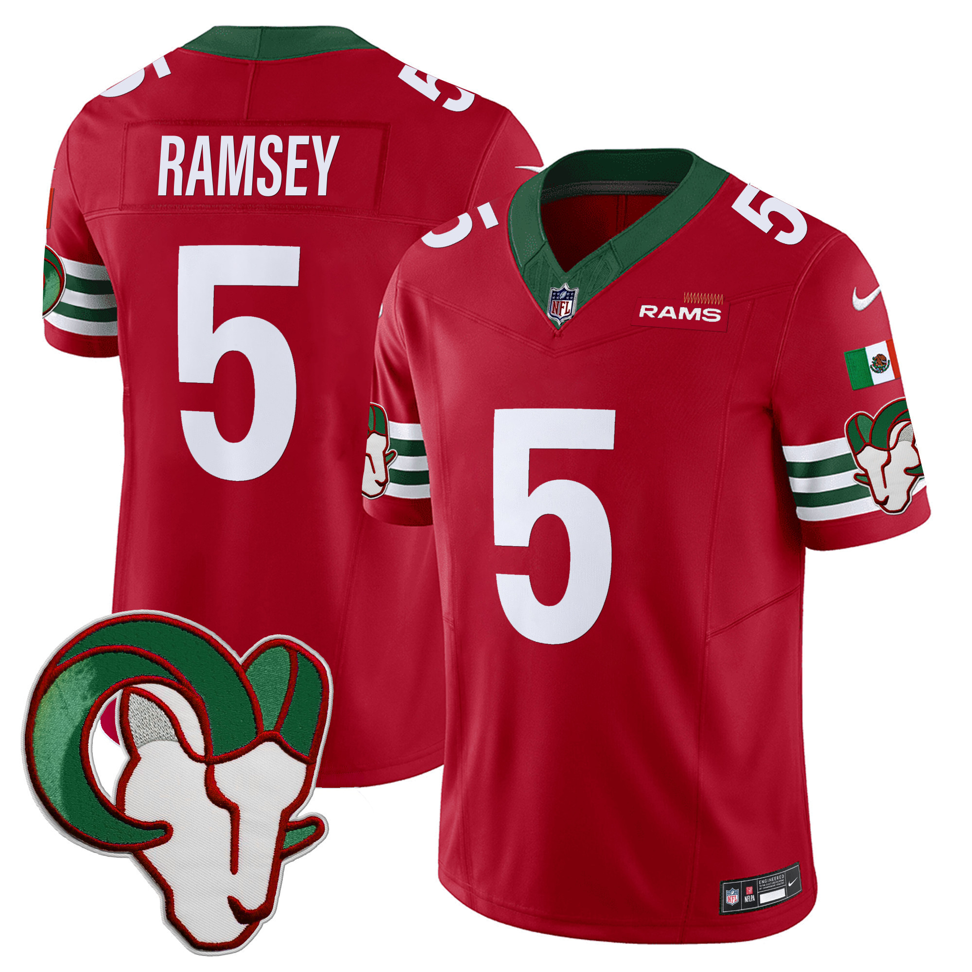 Jalen Ramsey Men's Los Angeles Rams Mexico Vapor Limited Red Jersey - All Stitched 