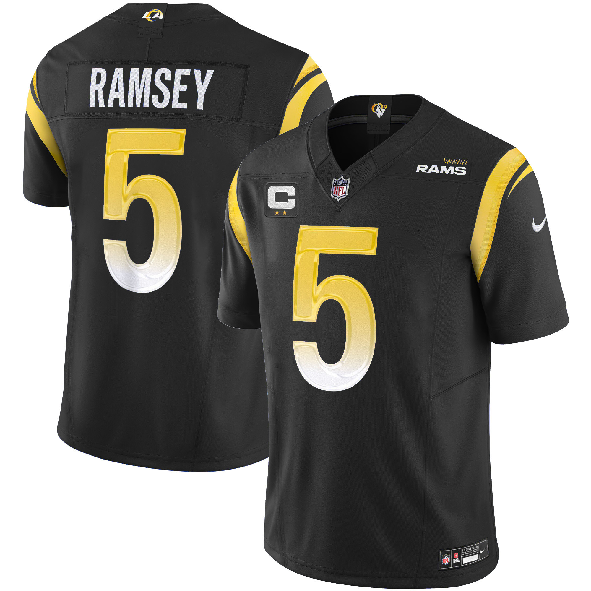 Jalen Ramsey Men's Los Angeles Rams Vapor Limited Black Jersey - All Stitched 