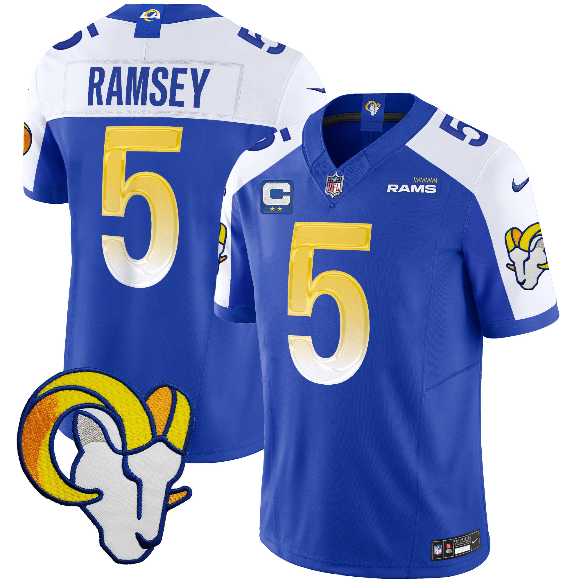 Jalen Ramsey Men's Los Angeles Rams Vapor Limited Royal Alternate Jersey - All Stitched 