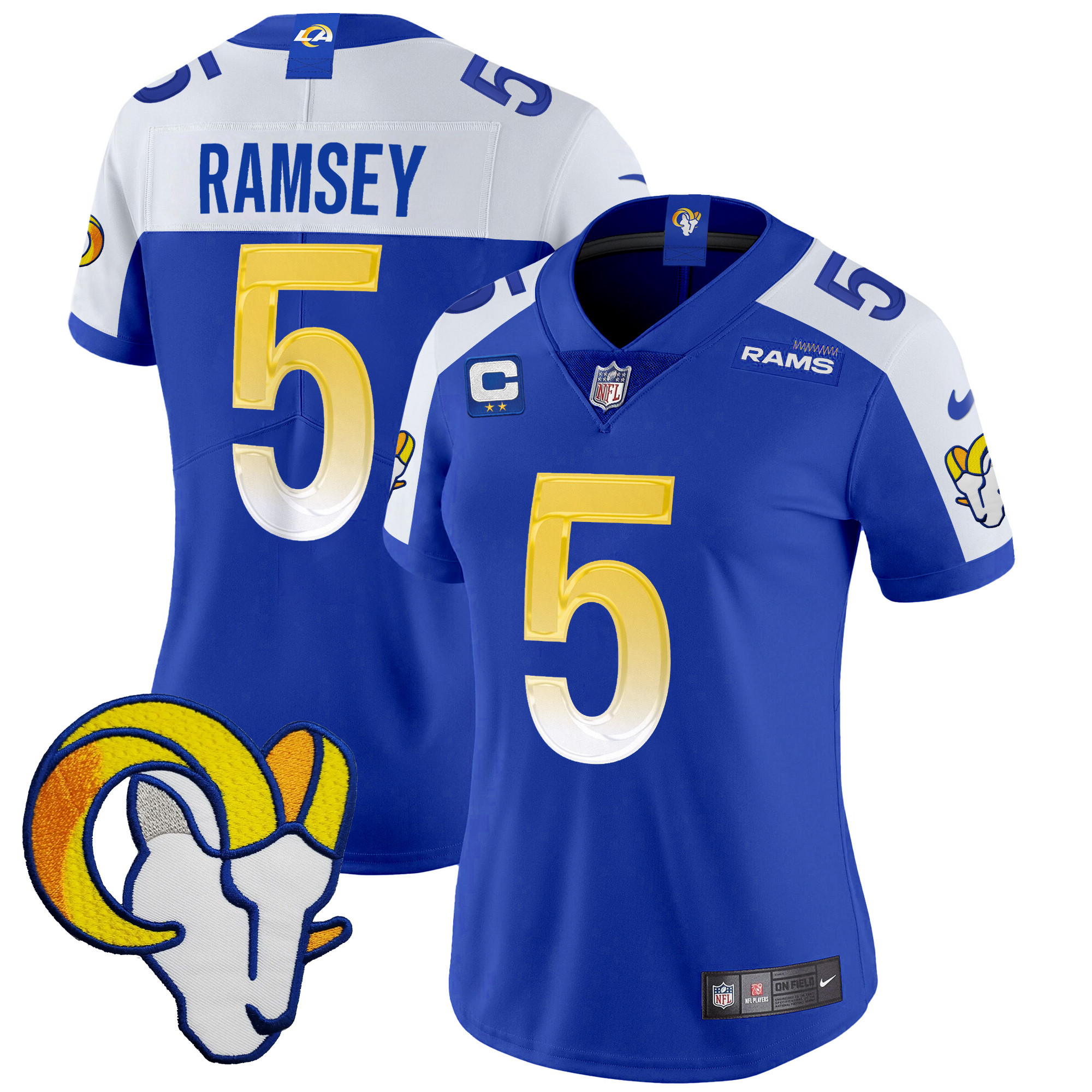 Jalen Ramsey Women's Los Angeles Rams Vapor Limited Royal Alternate Jersey - All Stitched 