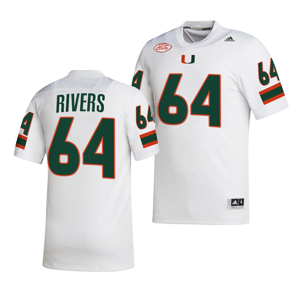 Jalen Rivers Miami Hurricanes #64 White Jersey 2022-23 College Men's NIL Uniform