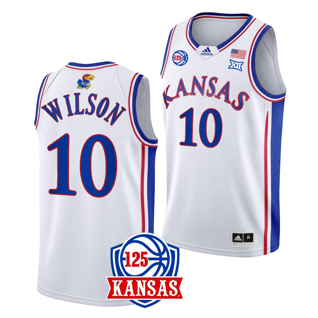 Jalen Wilson Kansas Jayhawks #10 White 125th Year Jersey 2022-23 Home