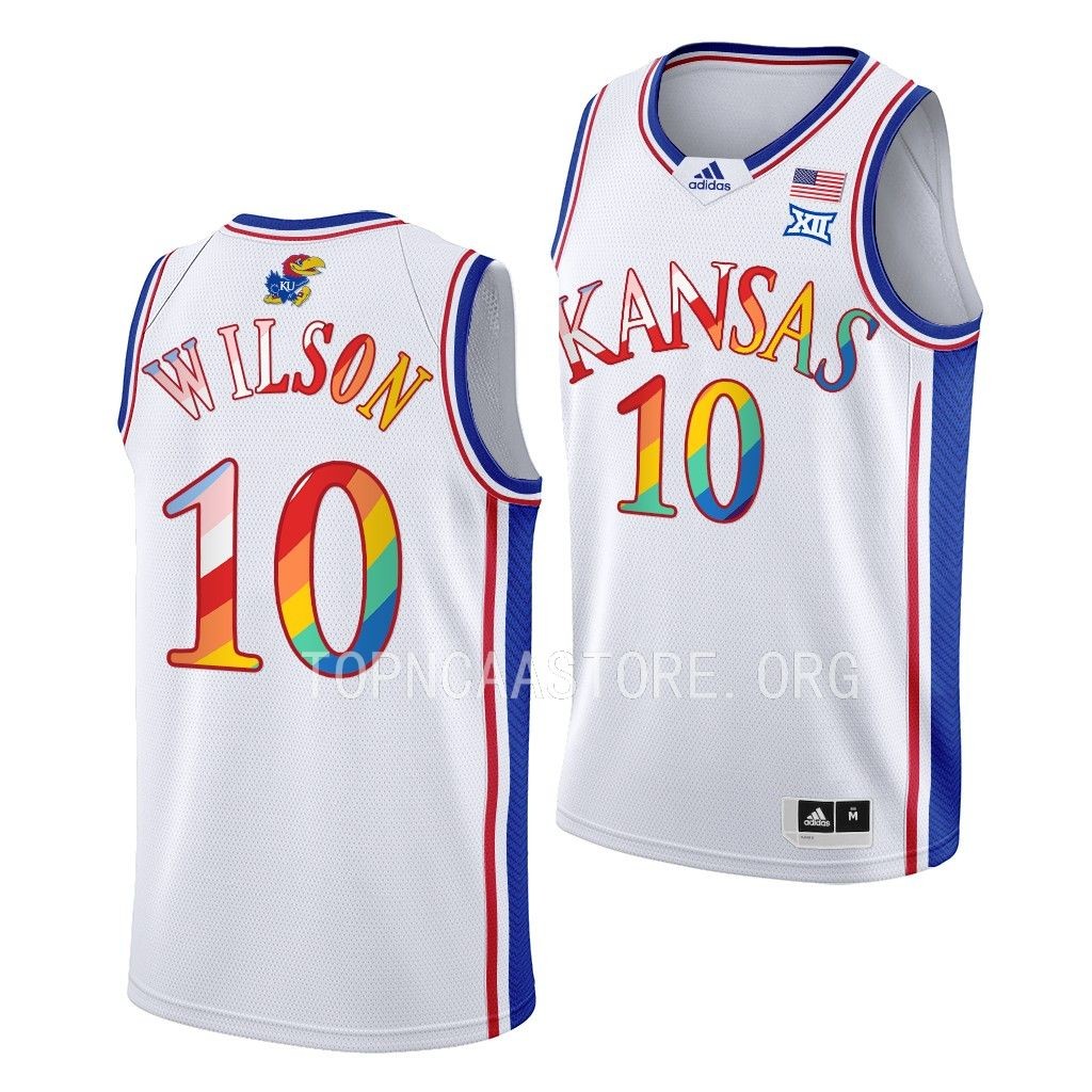 Jalen Wilson Kansas Jayhawks #10 White 2023 Pride Jersey