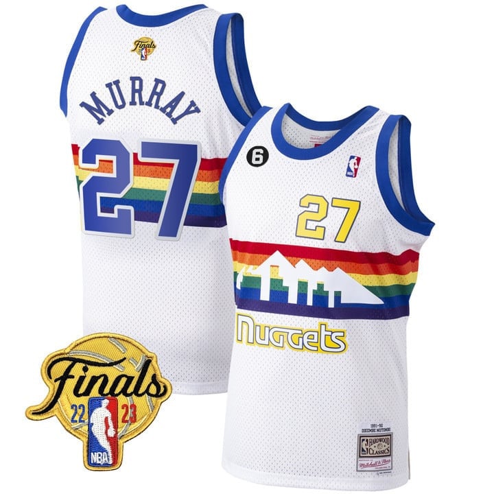 Jamal Murray Denver Nuggets NBA Finals Patch Collection White Jersey - All Stitched