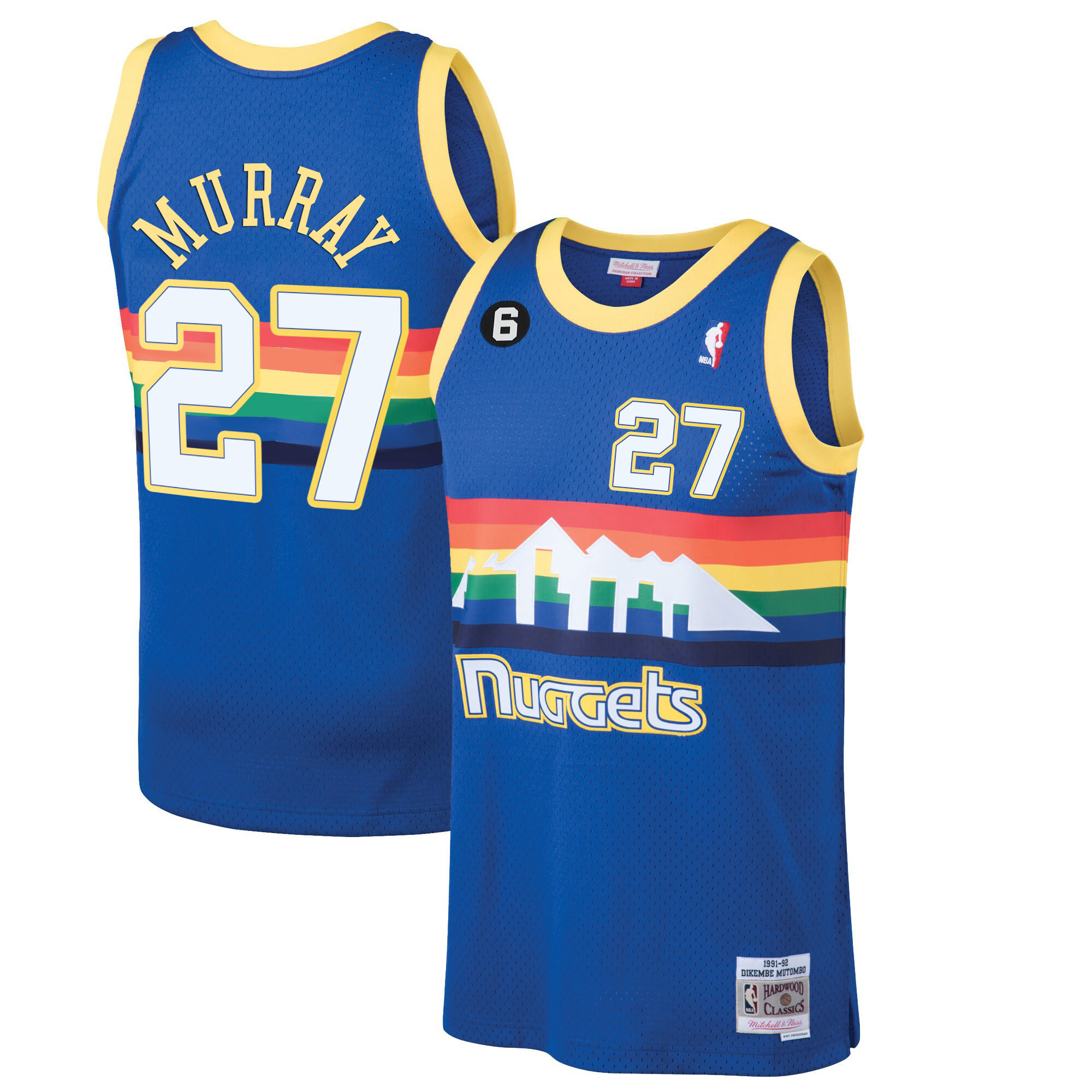 Jamal Murray Men's Denver Nuggets #6 Patch Collection Blue Classic Jersey - All Stitched