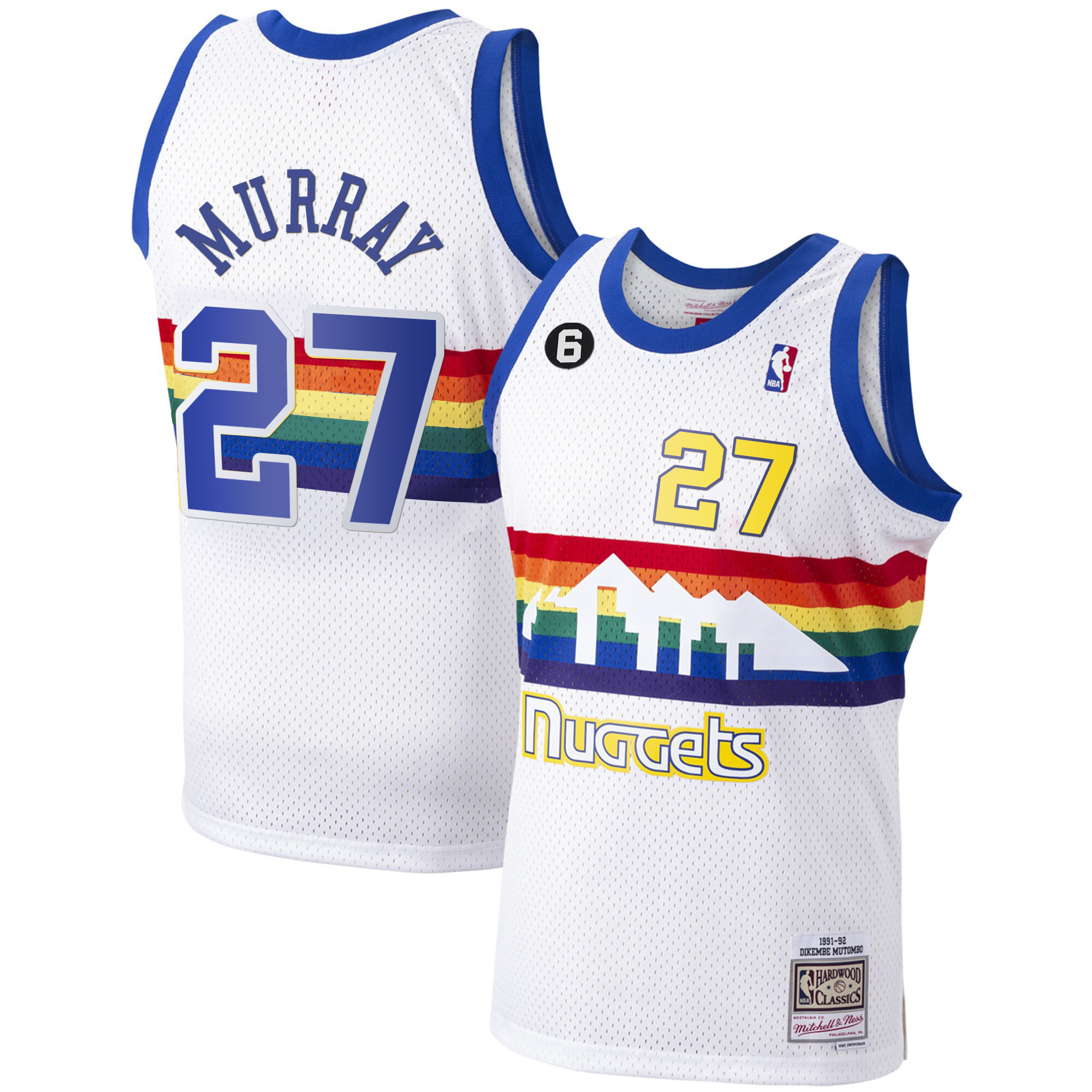 Jamal Murray Men's Denver Nuggets #6 Patch Collection White Classic Jersey - All Stitched