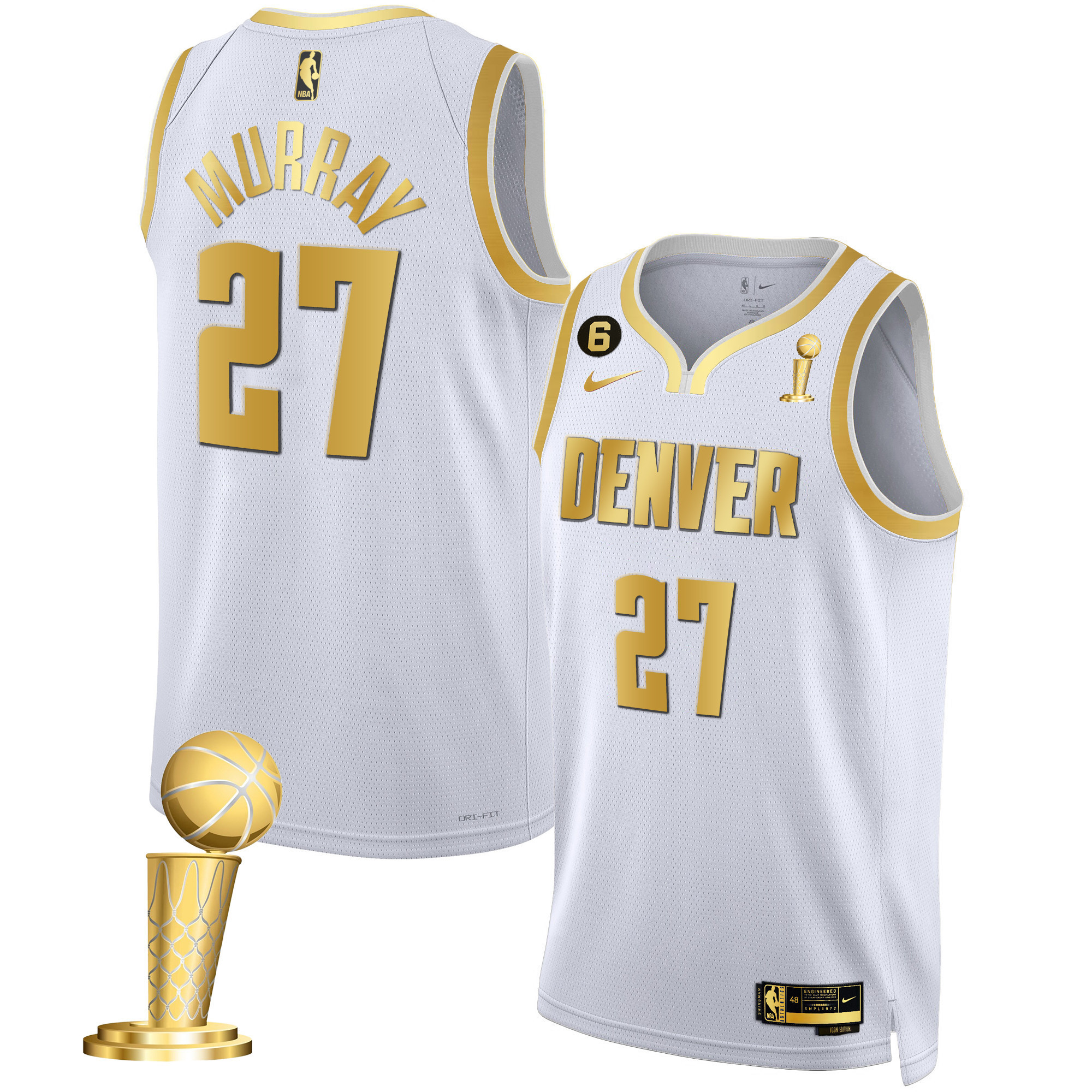 Jamal Murray Men's Denver Nuggets 2023 Champions Black & White Gold Jersey - All Stitched