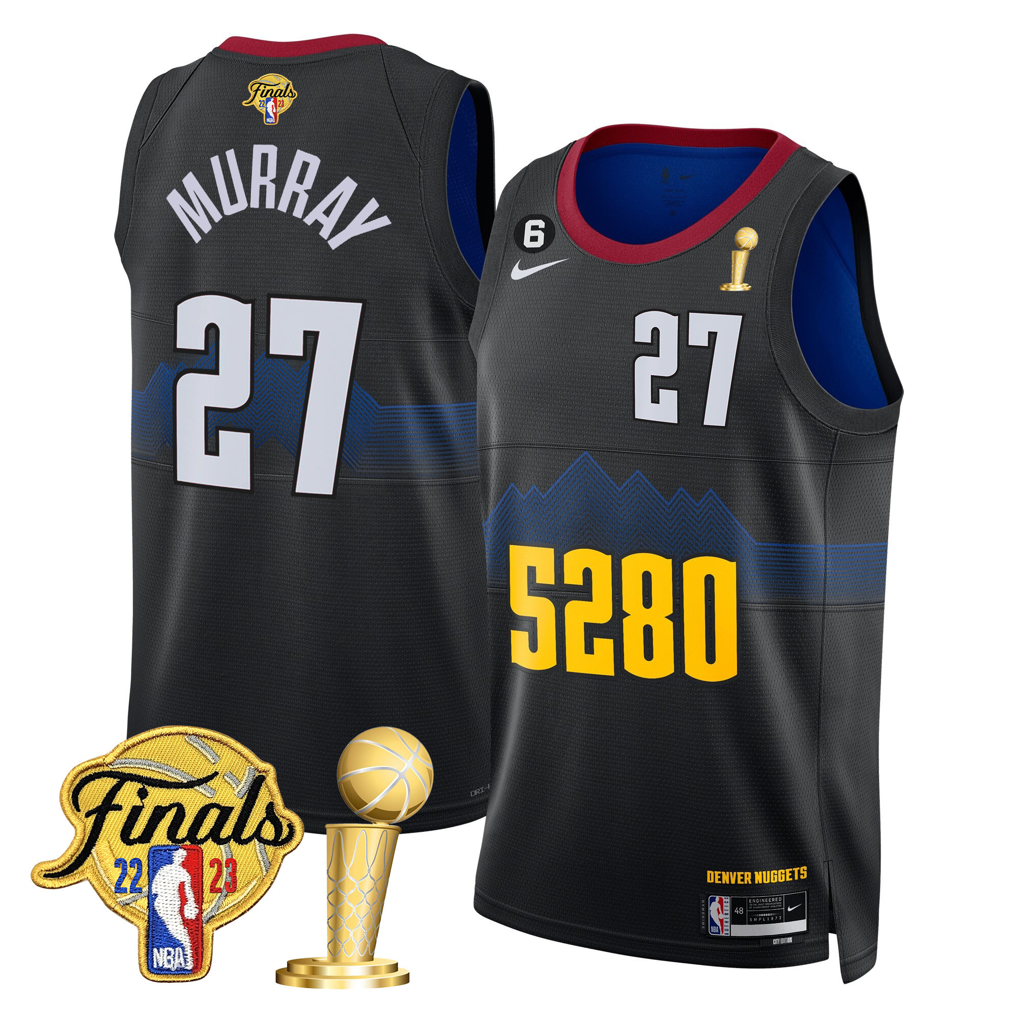 Jamal Murray Men's Denver Nuggets 2023 Finals & Champions Patch 5280 City Jersey - All Stitched