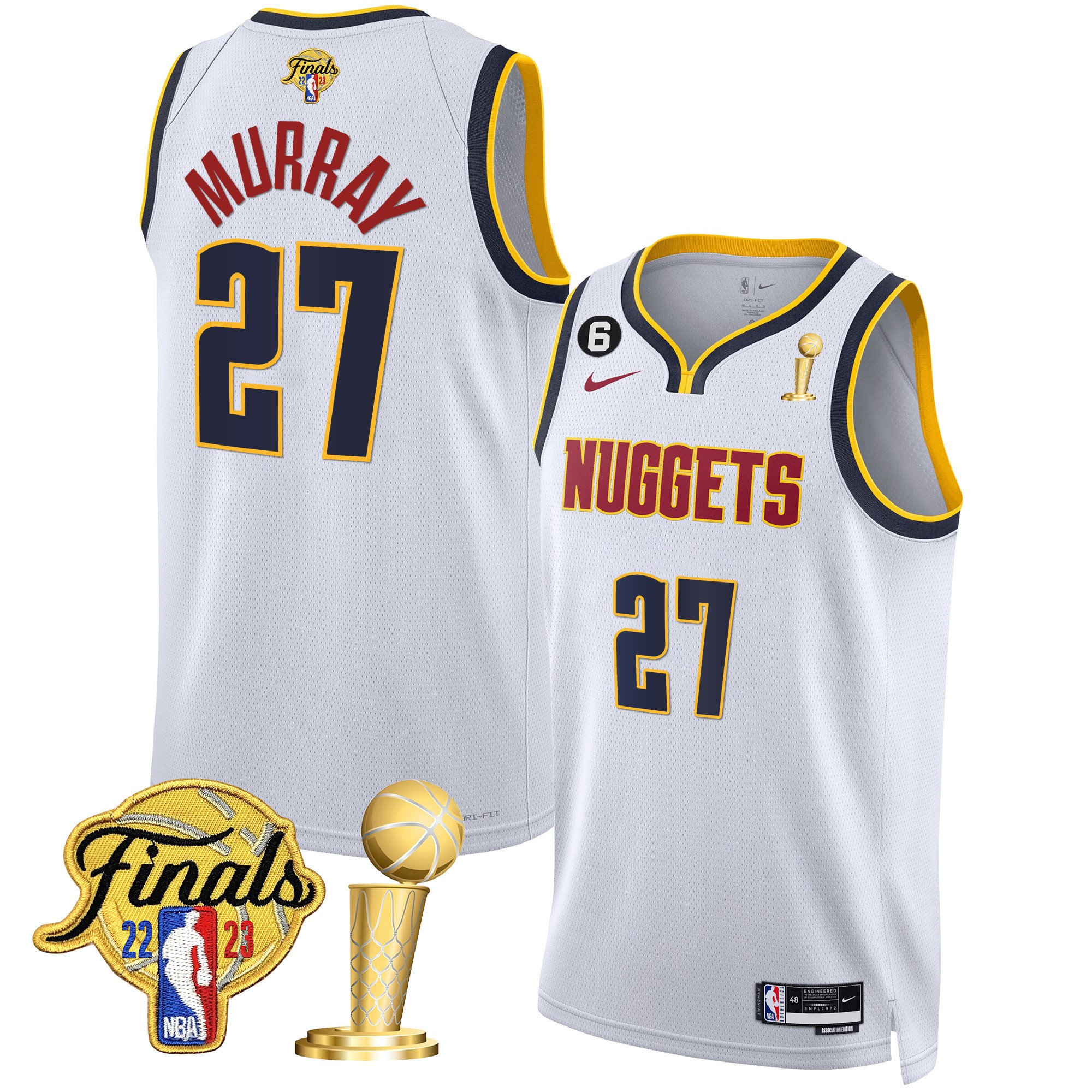 Jamal Murray Men's Denver Nuggets 2023 Finals & Champions Patch Gold Association Jersey - All Stitched