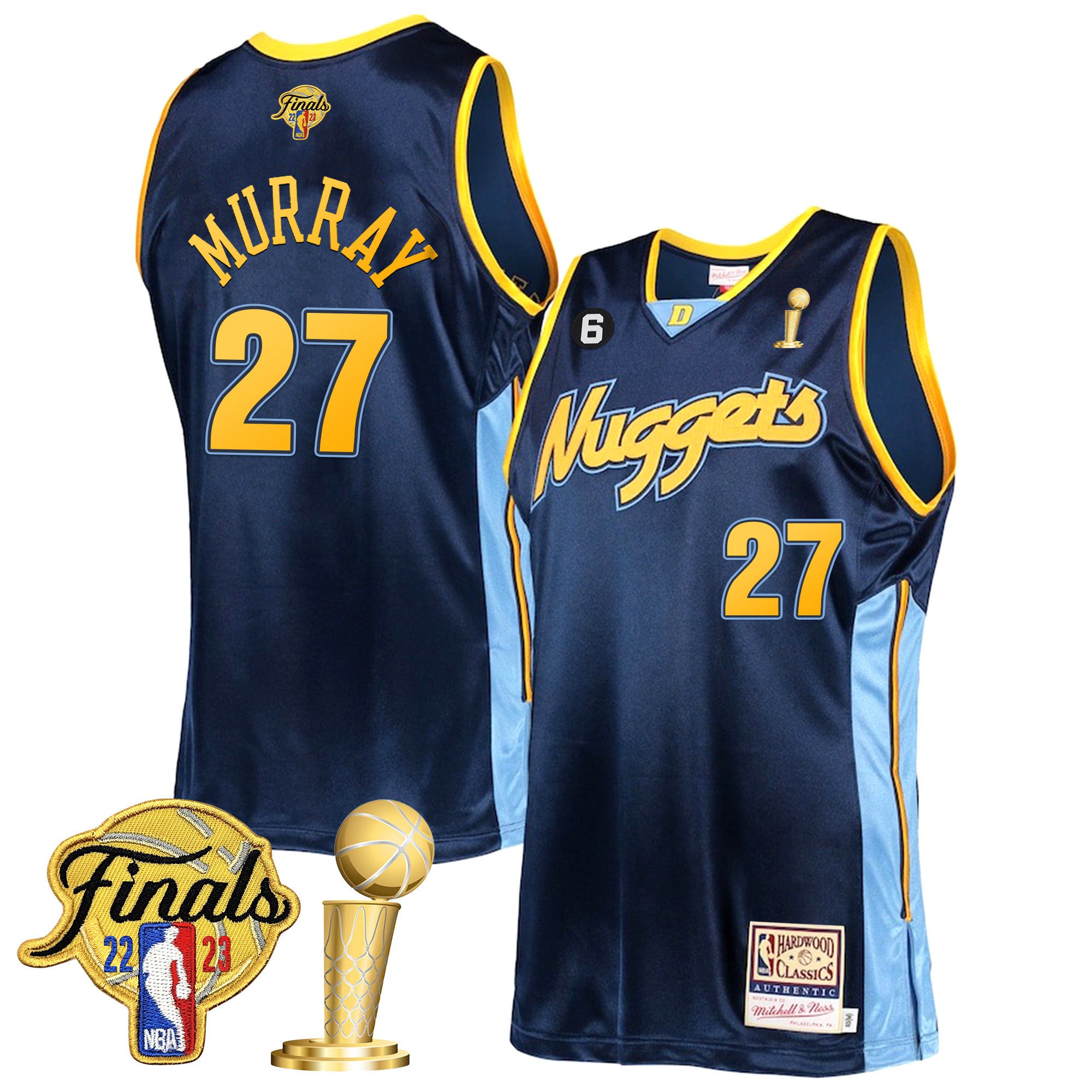 Jamal Murray Men's Denver Nuggets 2023 Finals Patch & Champions Collection V2 Hardwood Classics Jersey - All Stitched
