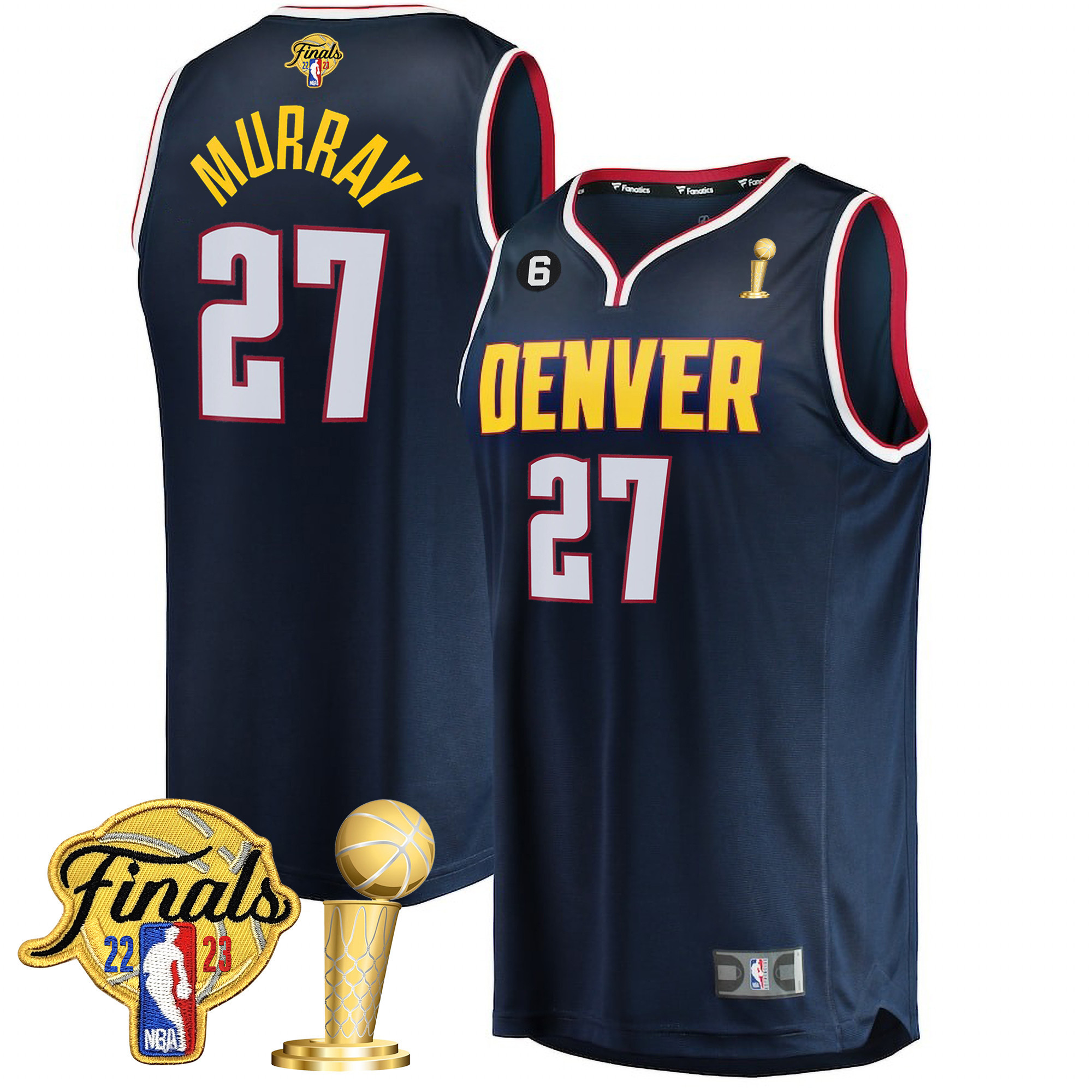 Jamal Murray Men's Denver Nuggets 2023 Finals Patch & Champions Collection V2 Icon Navy Jersey - All Stitched