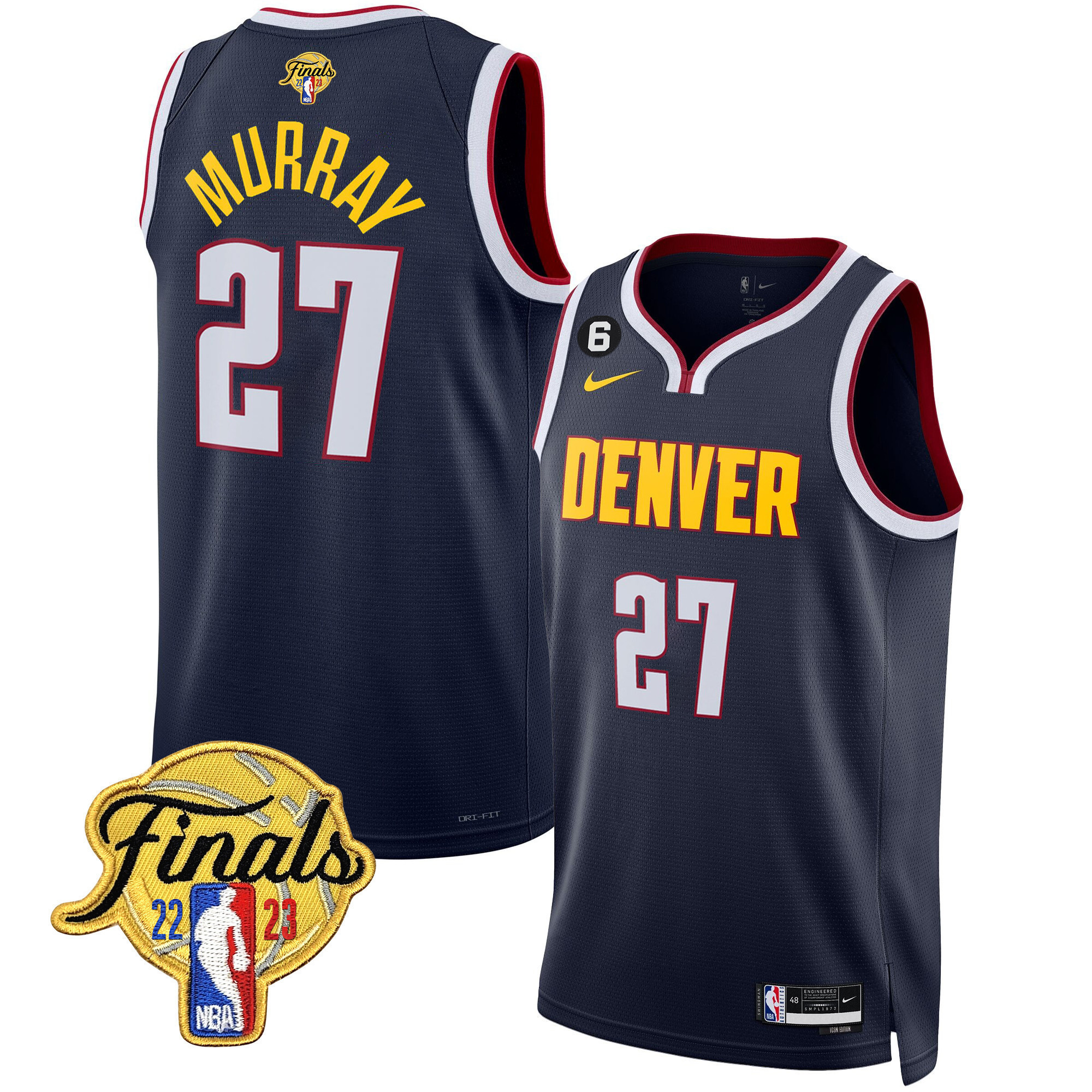 Jamal Murray Men's Denver Nuggets 2023 Finals Patch Collection Icon Jersey - All Stitched