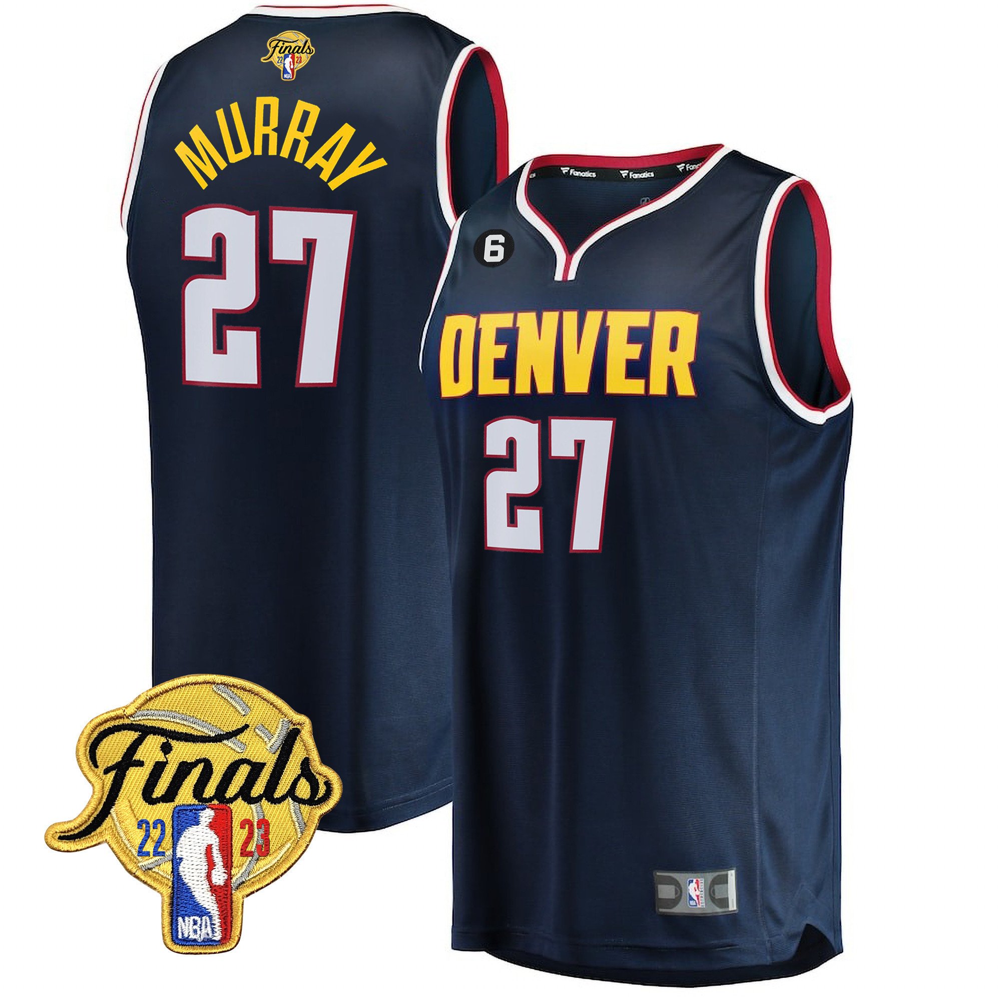 Jamal Murray Men's Denver Nuggets 2023 Finals Patch Collection V2 Icon Navy Jersey - All Stitched