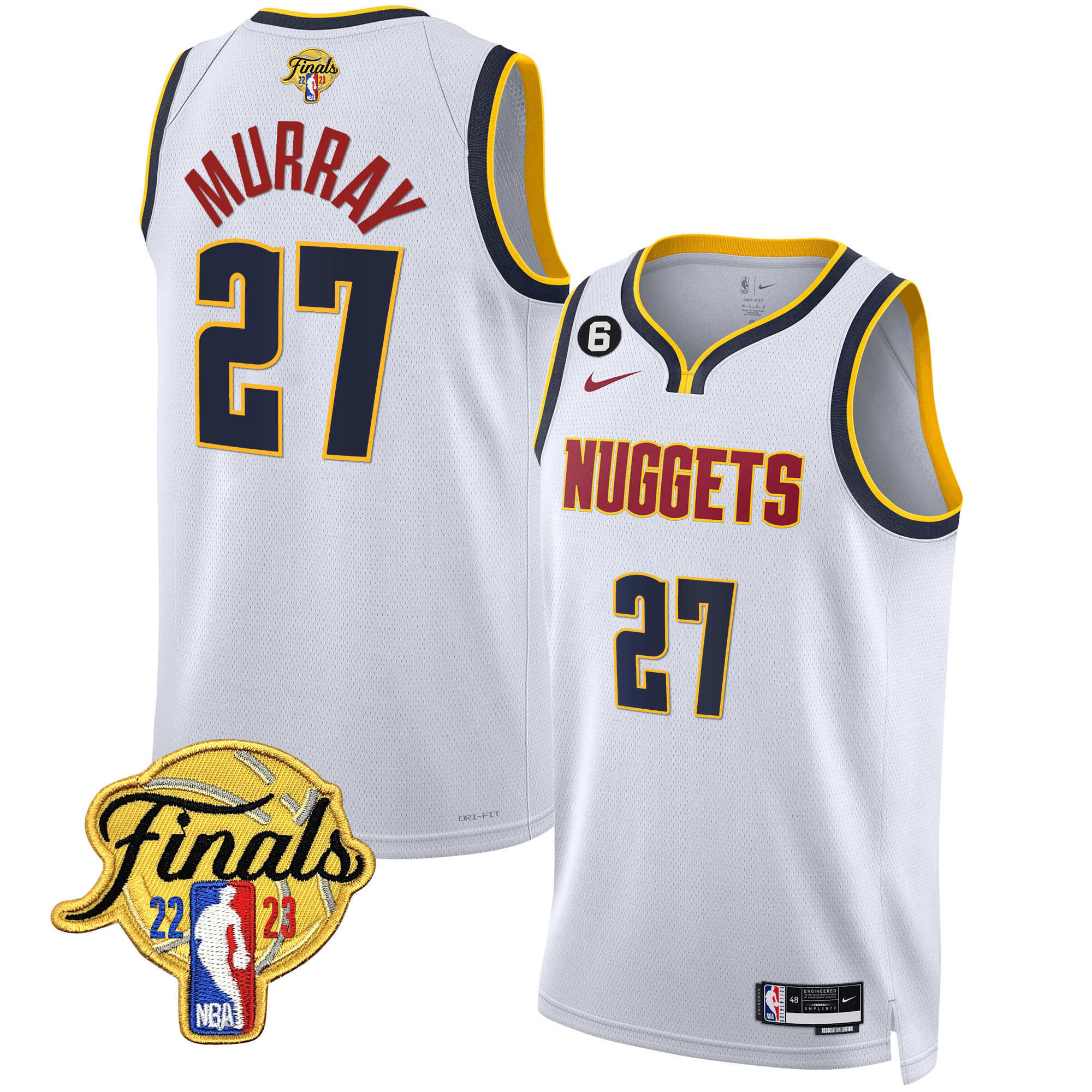 Jamal Murray Men's Denver Nuggets 2023 Finals Patch Gold Association Jersey - All Stitched