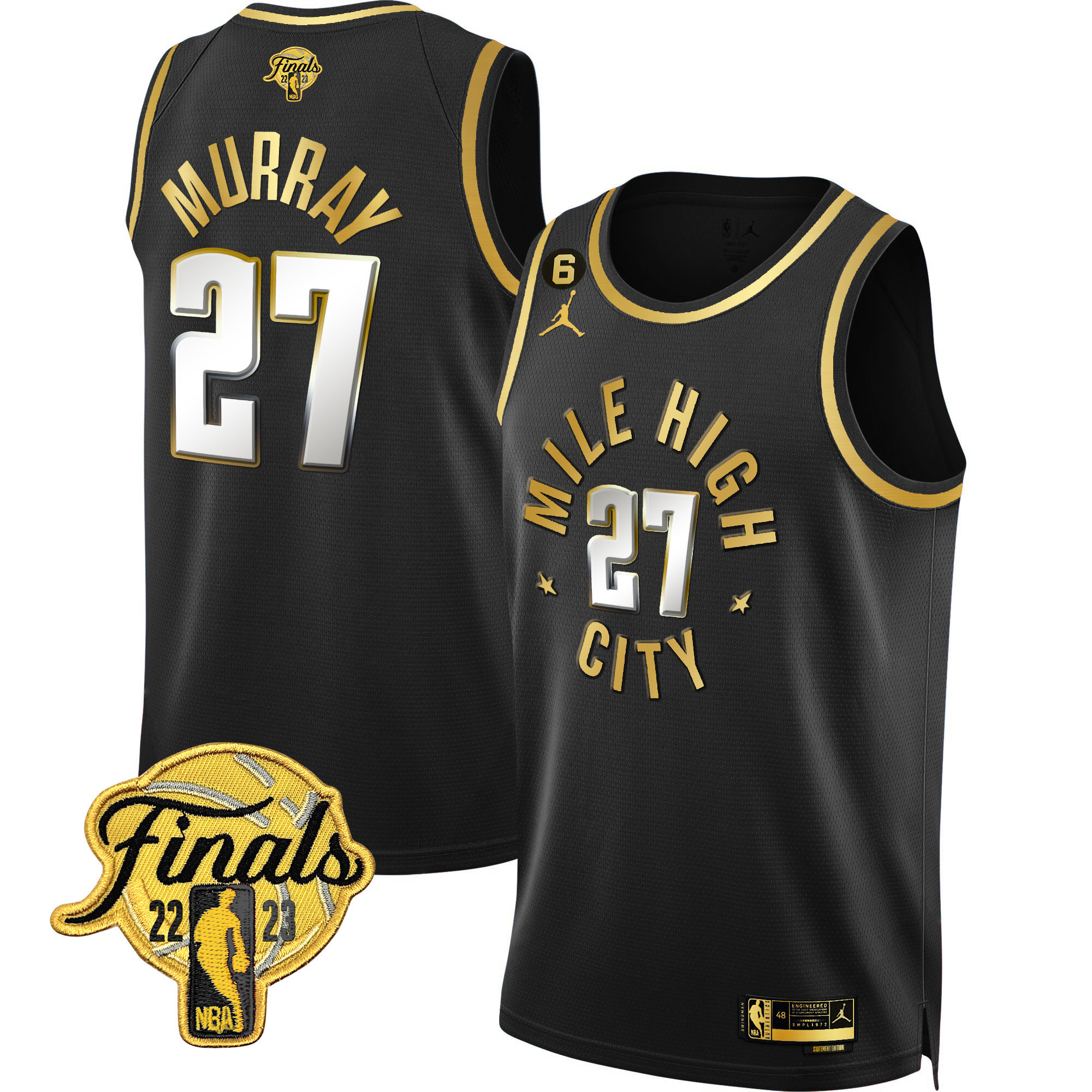 Jamal Murray Men's Denver Nuggets 2023 Finals Patch Gold Statement Limited Jersey - All Stitched