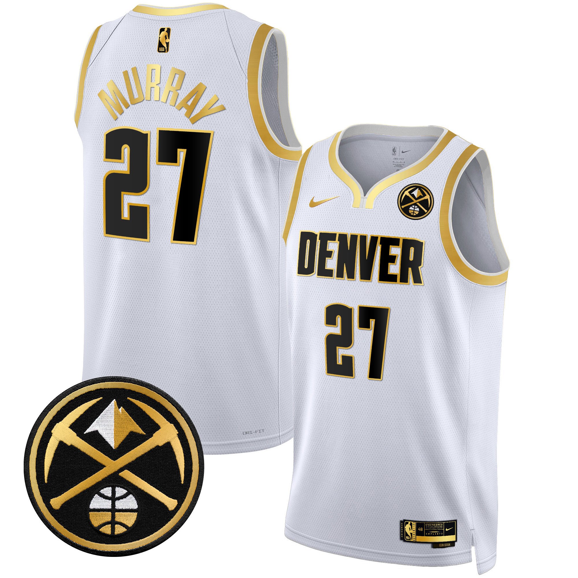 Jamal Murray Men's Denver Nuggets Swingman White Gold Jersey - All Stitched