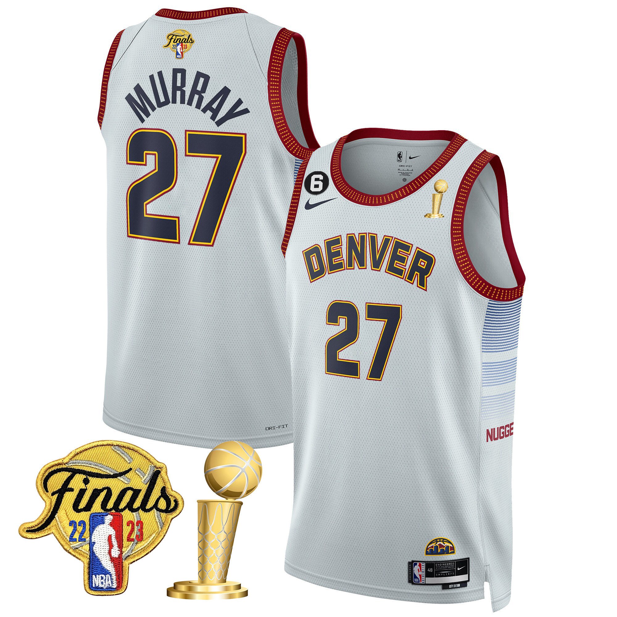 Jamal Murray Youth's Denver Nuggets 2023 Finals & Champions Patch City Jersey - All Stitched