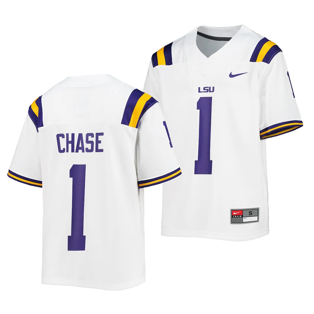 Ja'Marr Chase LSU Tigers White College Alumni Youth Jersey