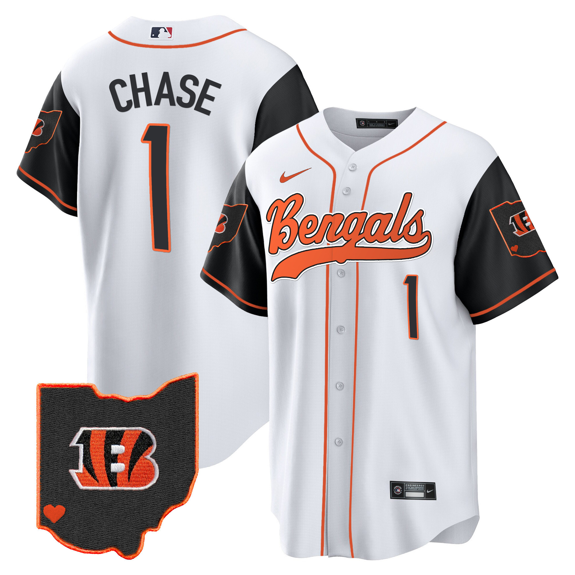 Ja'Marr Chase Men's Cincinnati Bengals Ohio Patch Baseball Color Rush Jersey - All Stitched 