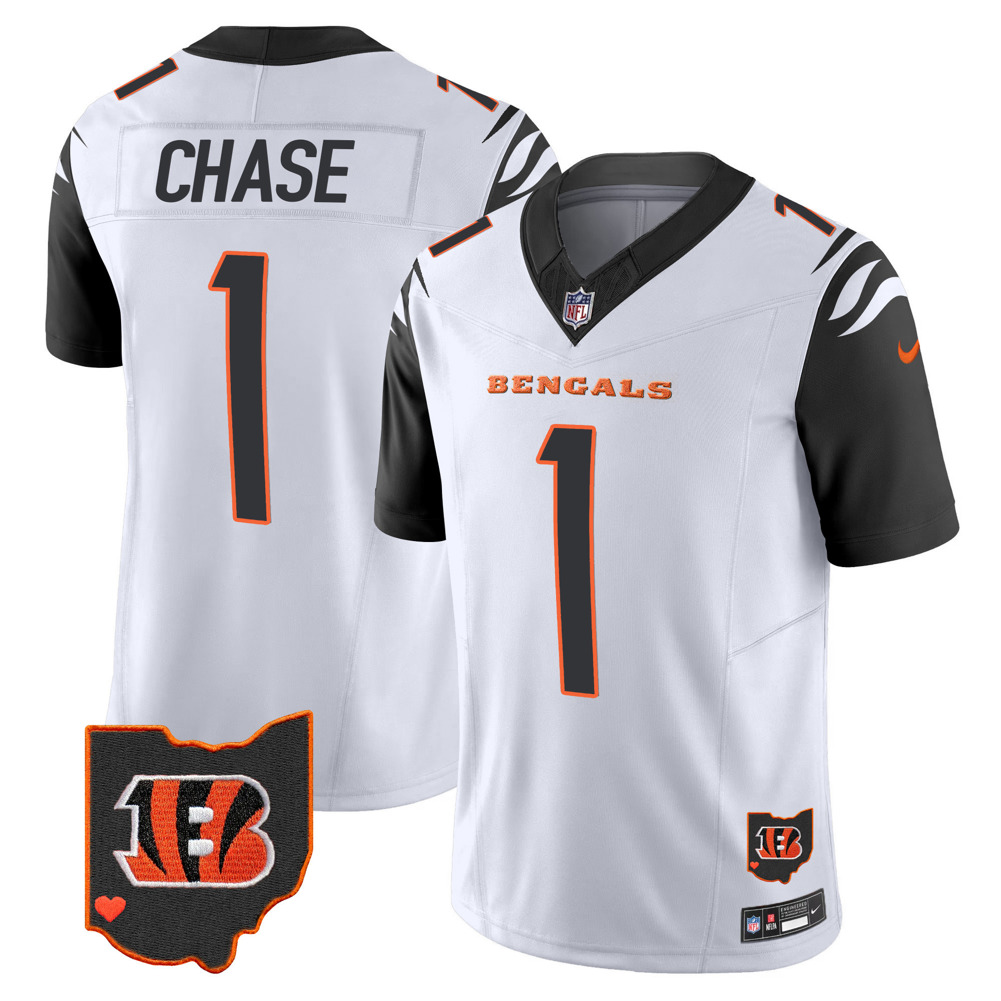 Ja'Marr Chase Men's Cincinnati Bengals Ohio Patch Vapor Limited Color Rush Jersey - All Stitched 