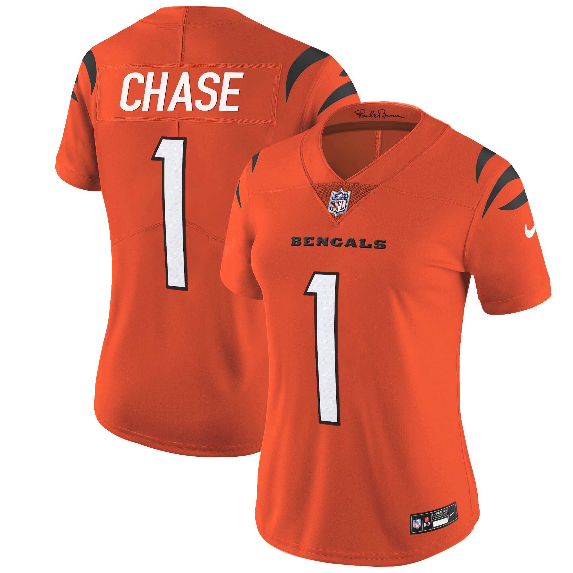 Ja'Marr Chase Women's Cincinnati Bengals Vapor Limited Orange Jersey - All Stitched 