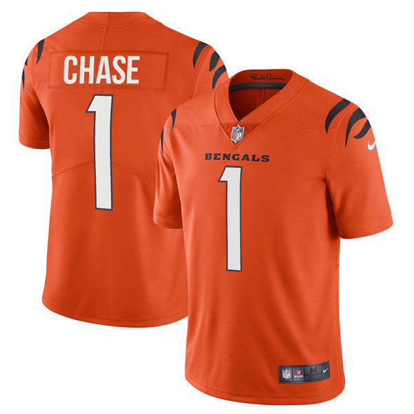 Ja'Marr Chase Youth's Cincinnati Bengals Player Vapor Limited Orange Jersey - All Stitched 