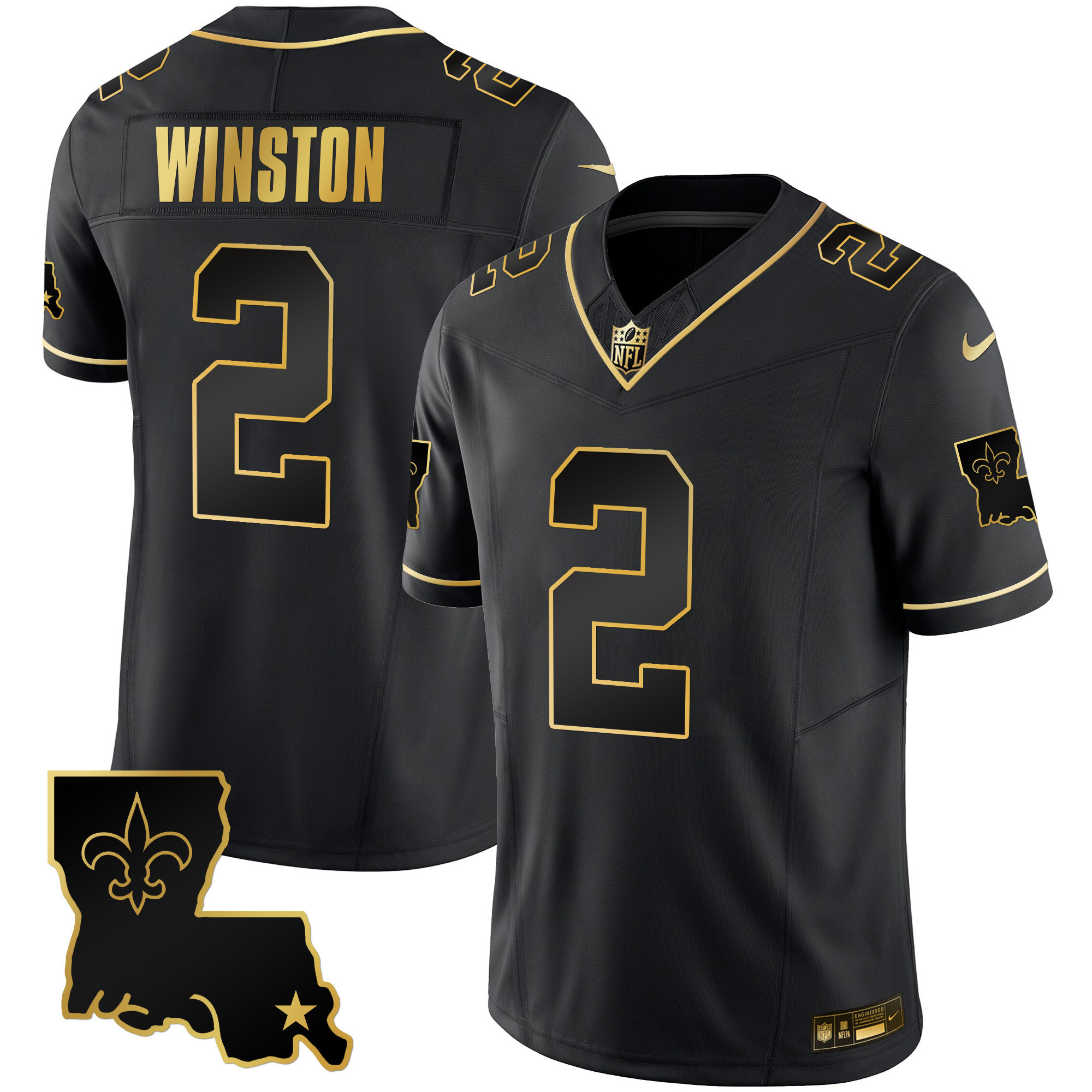 Jameis Winston Men's New Orleans Saints 1987 Legacy Gold Vapor Black Gold Jersey - All Stitched 