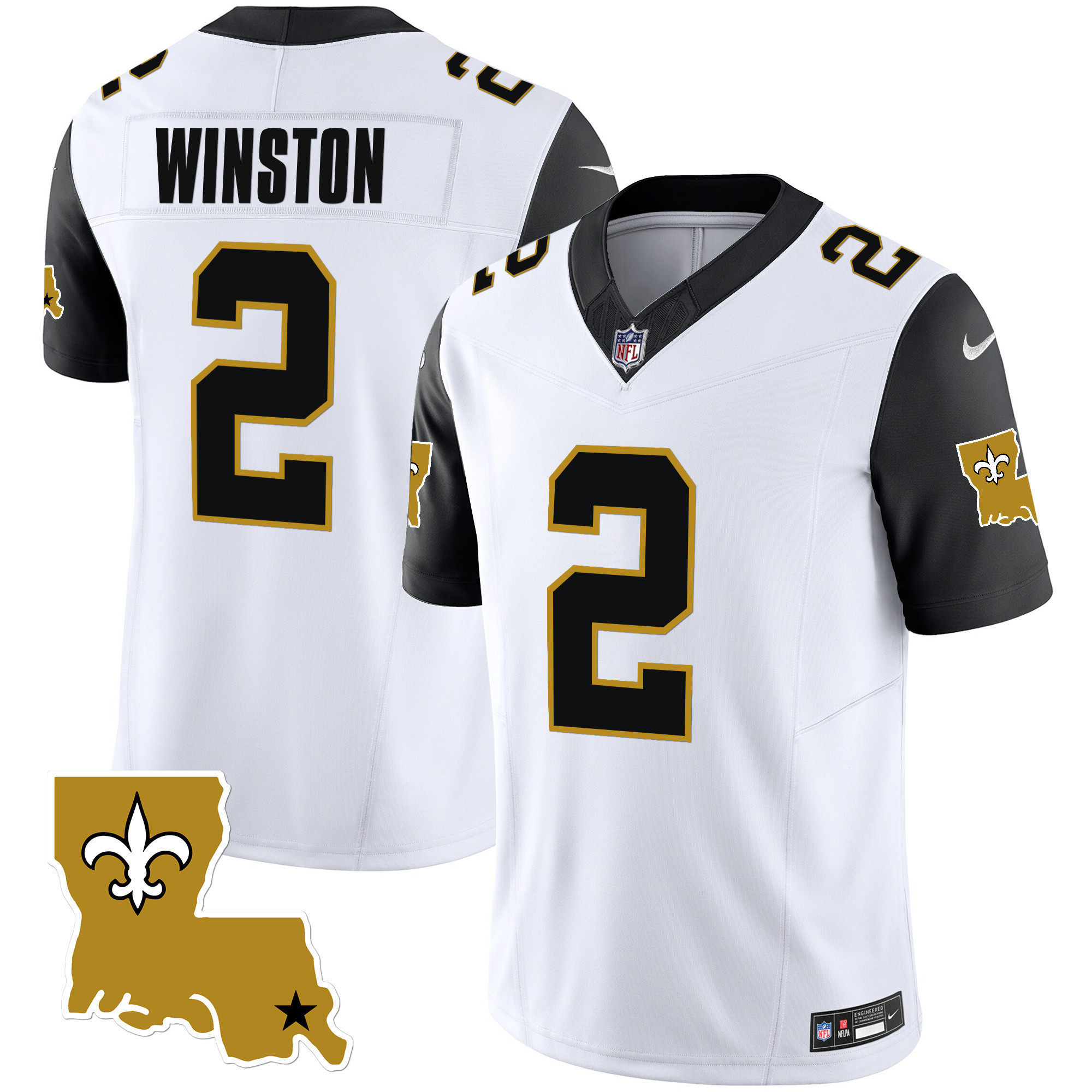 Jameis Winston Men's New Orleans Saints 1987 Legacy Vapor Black Sleeves Jersey - All Stitched 