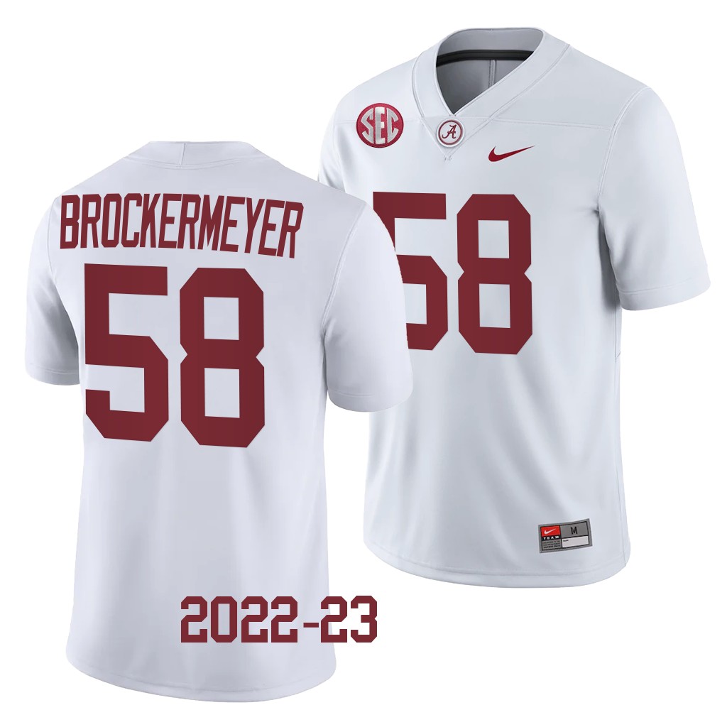 James Brockermeyer Alabama Crimson Tide #58 White Jersey 2022-23 College Men's Uniform