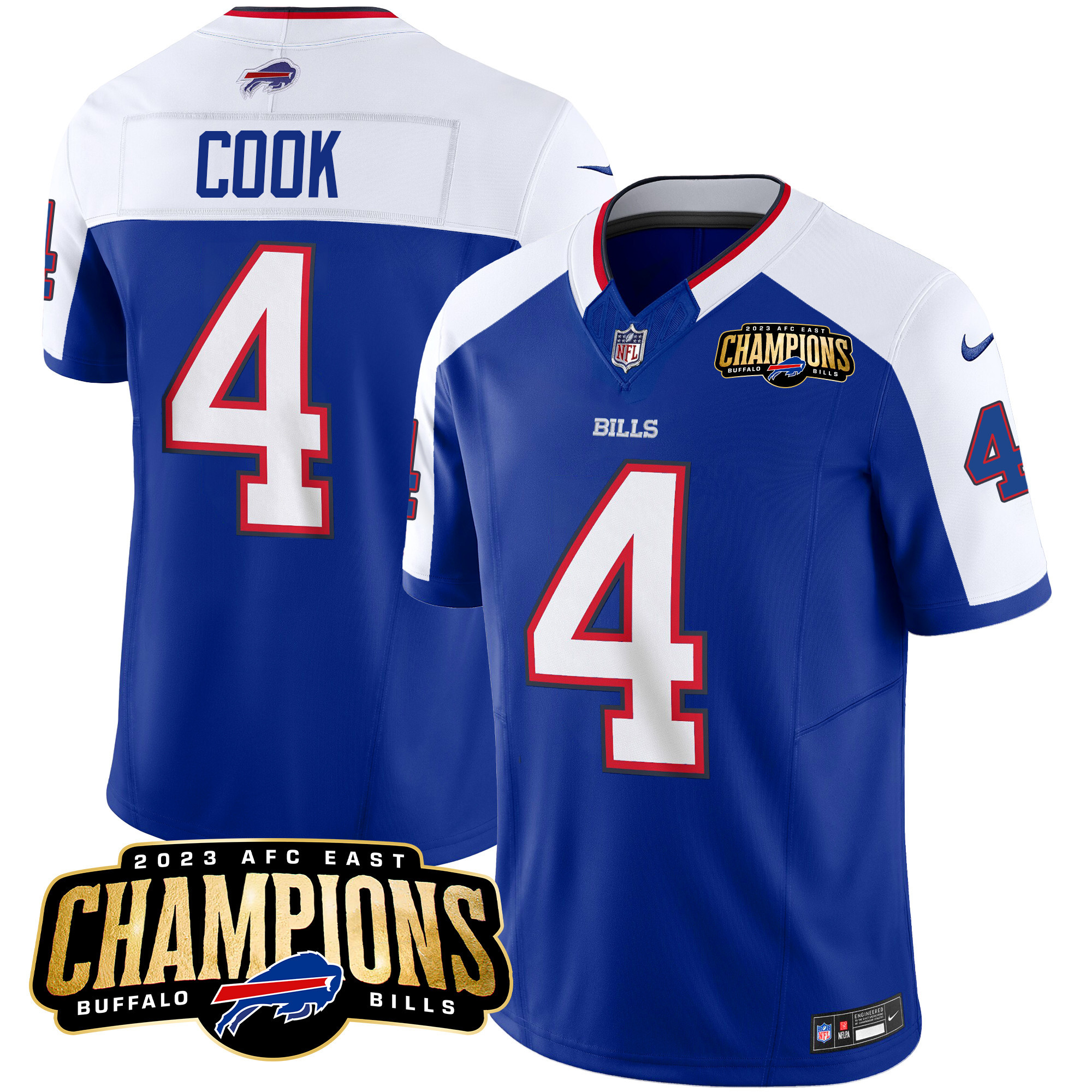 James Cook Men's Buffalo Bills 2023 AFC East Champions Patch Vapor Royal Alternate Jersey - All Stitched 