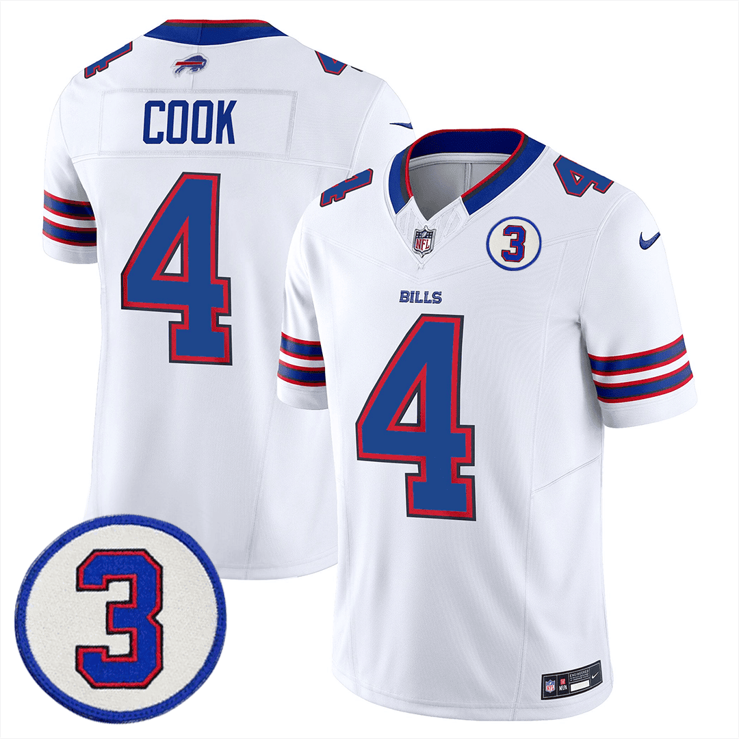 James Cook Men's Buffalo Bills Damar Honoring Patch Vapor Limited White Jersey - All Stitched 