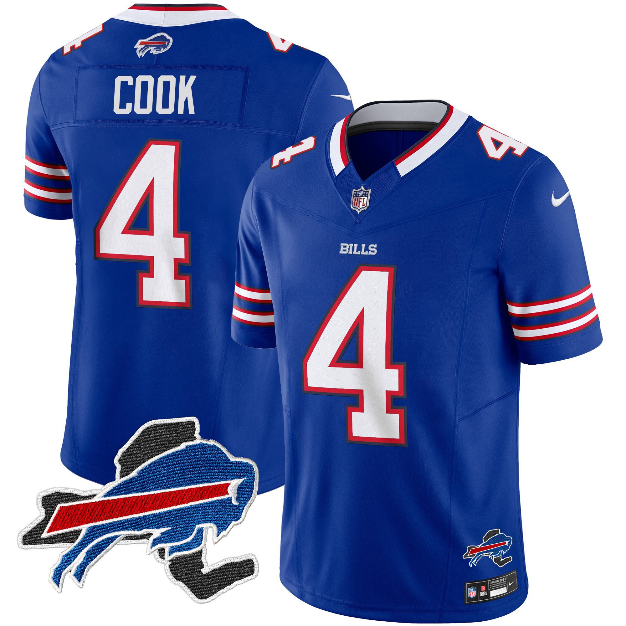 James Cook Men's Buffalo Bills New York Patch Vapor Limited Royal Jersey - All Stitched 