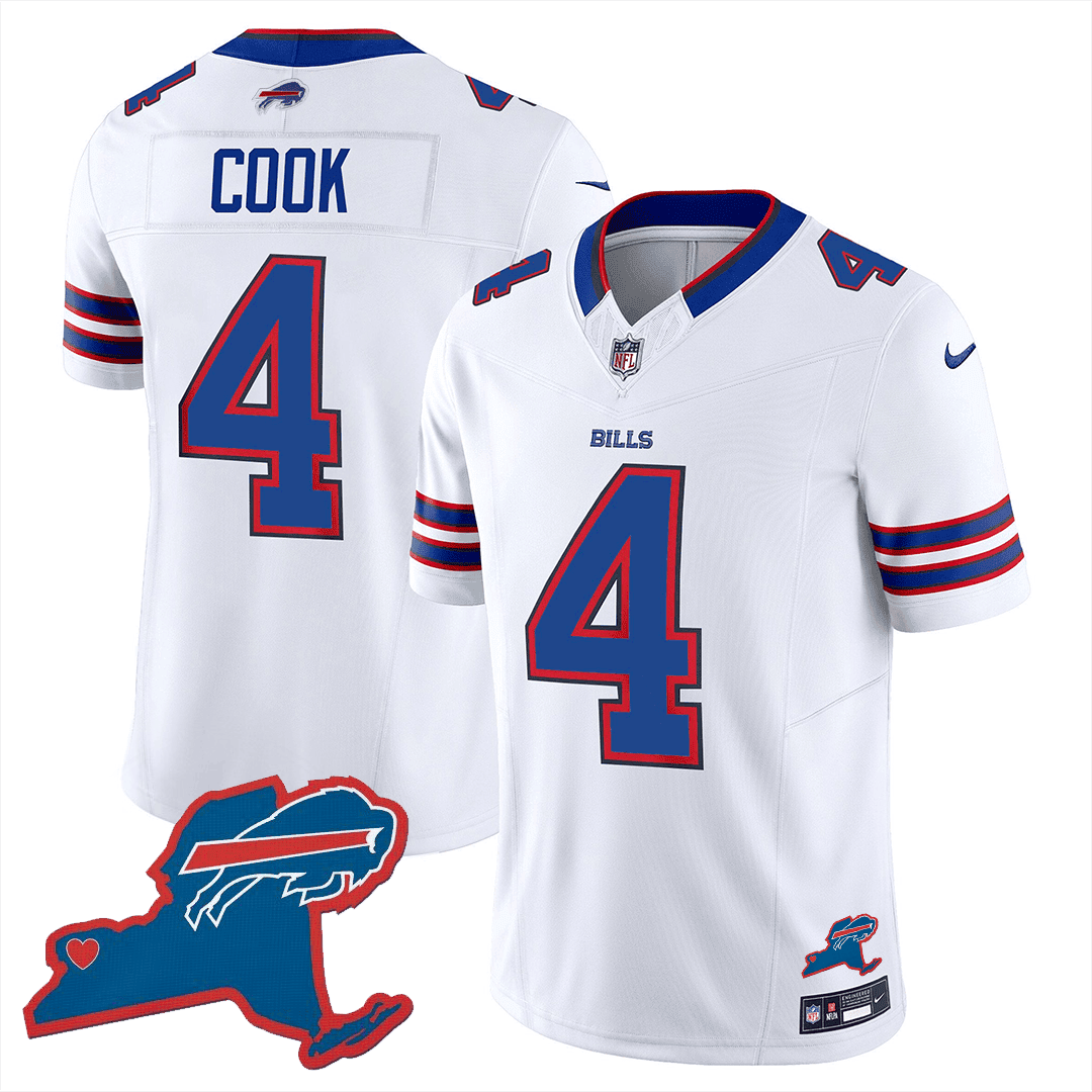 James Cook Men's Buffalo Bills New York Patch Vapor Limited White Jersey - All Stitched 