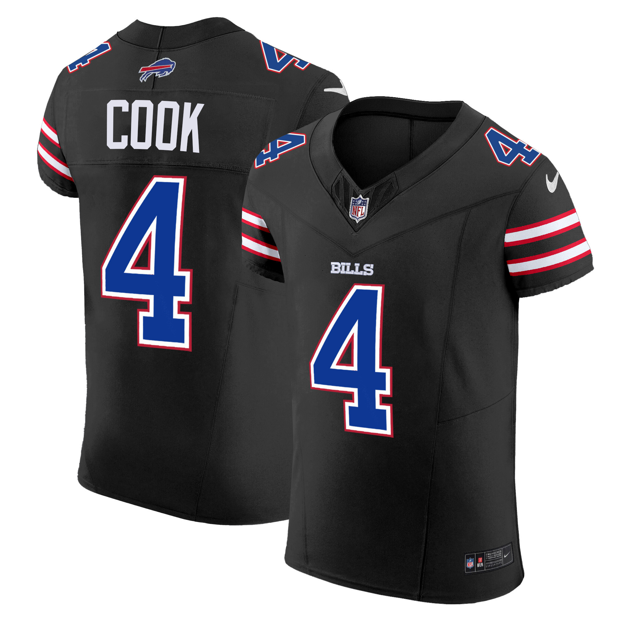 James Cook Men's Buffalo Bills Vapor Elite Black Jersey - All Stitched 